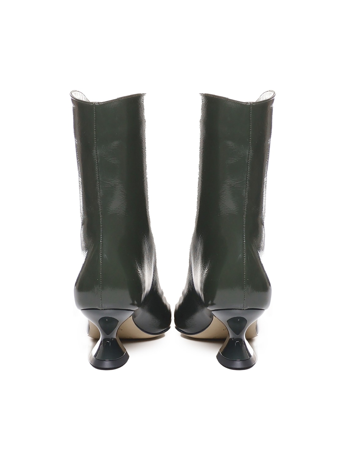 Shop Alchimia Leather Ankle Boot With Low Heel In Green