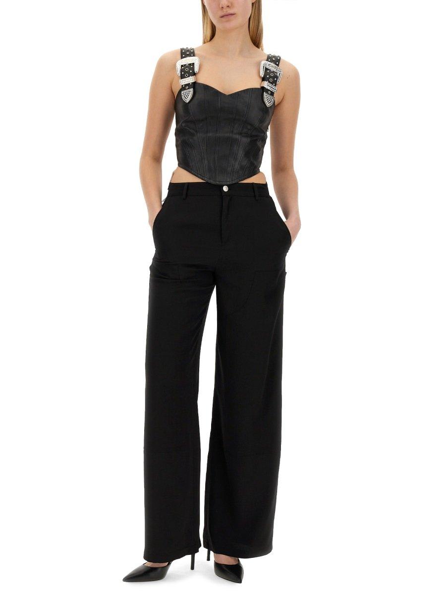 Shop M05ch1n0 Jeans Jeans Wide Leg Pants  In Black