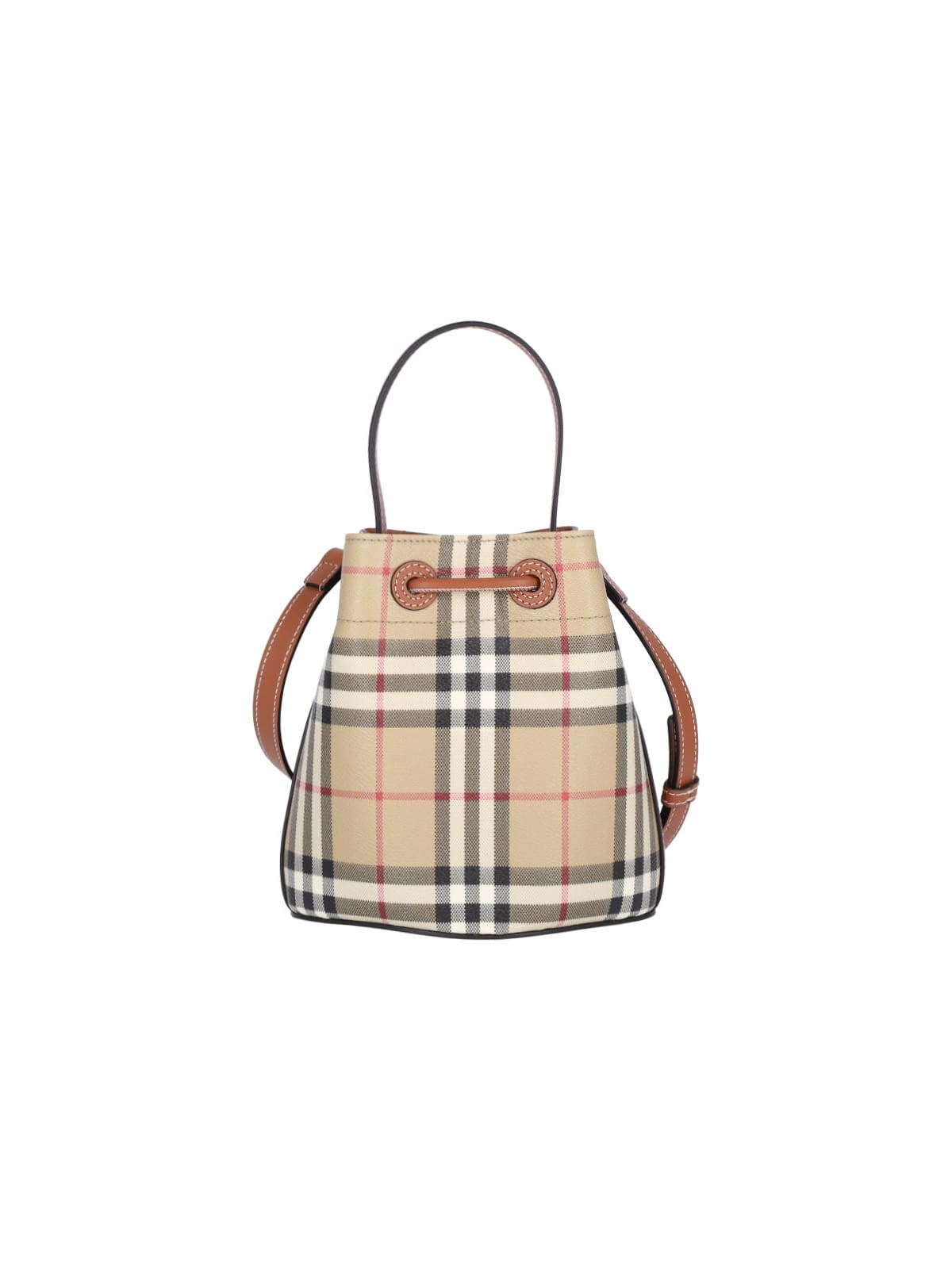 Burberry Check Mini Bag In Vntgchkbriarbrown
