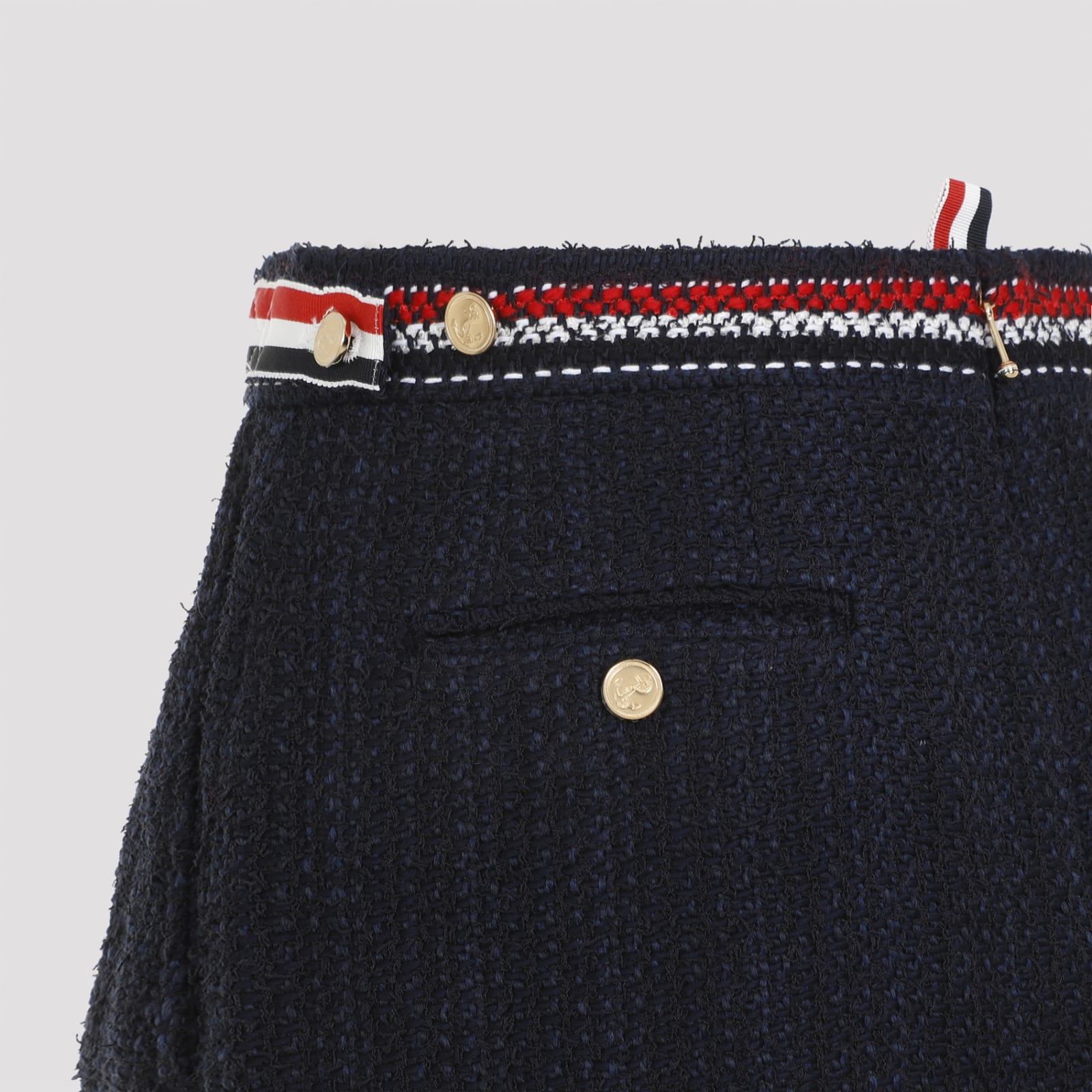 Shop Thom Browne Thigh Length Side Tab Skirt In Navy