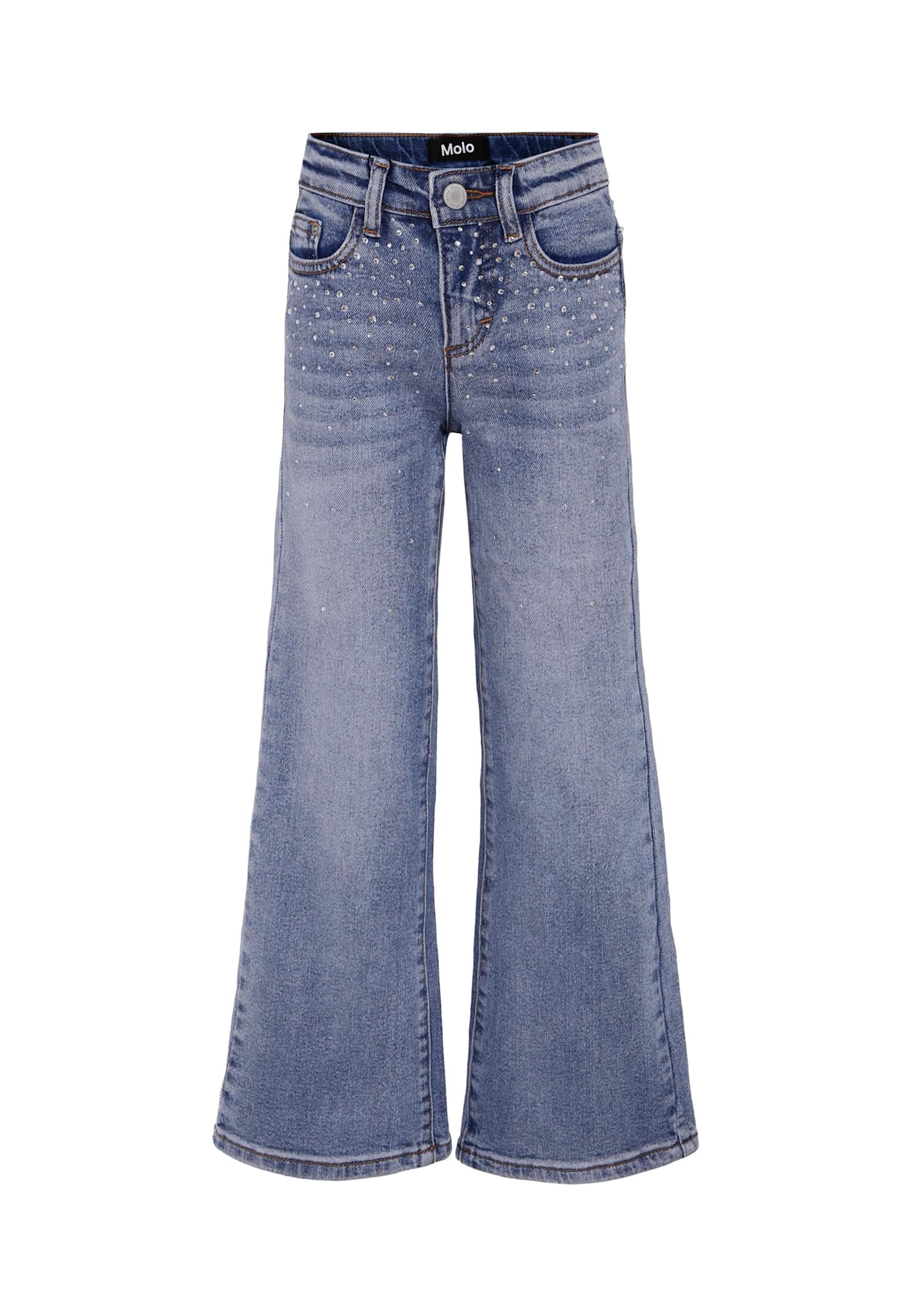 Molo Denim Jeans For Girl With Hinestones In Blue