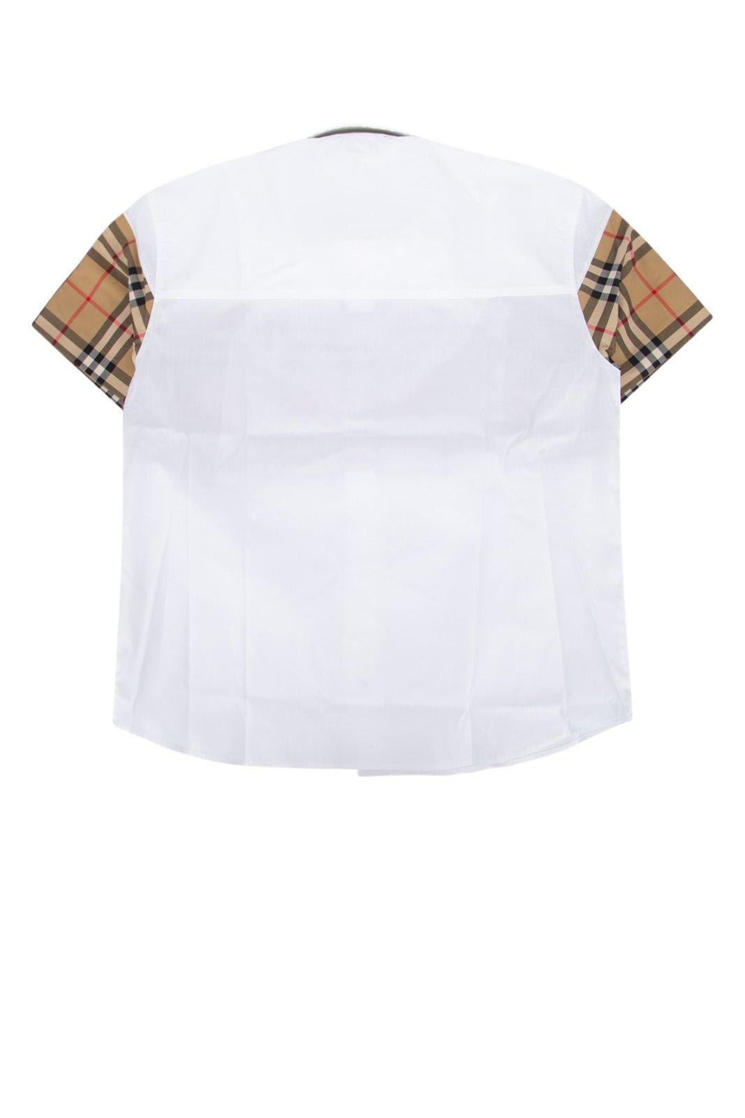 Shop Burberry Check Pattern Short-sleeved Shirt In White