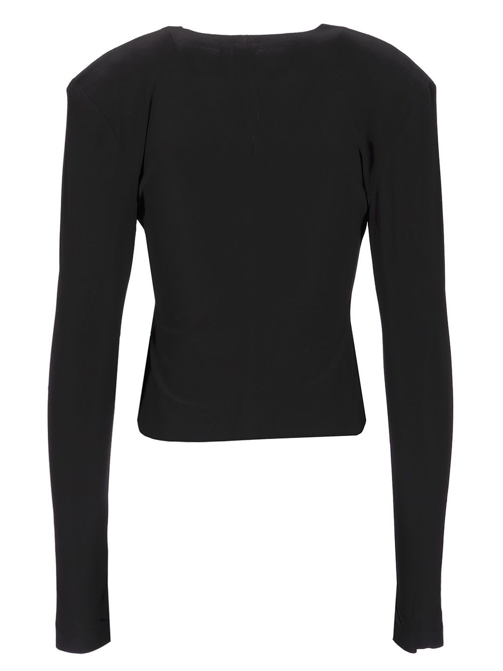 Norma Kamali V-necked Top With Fitted Silhouette And Shoulder Pads In Black