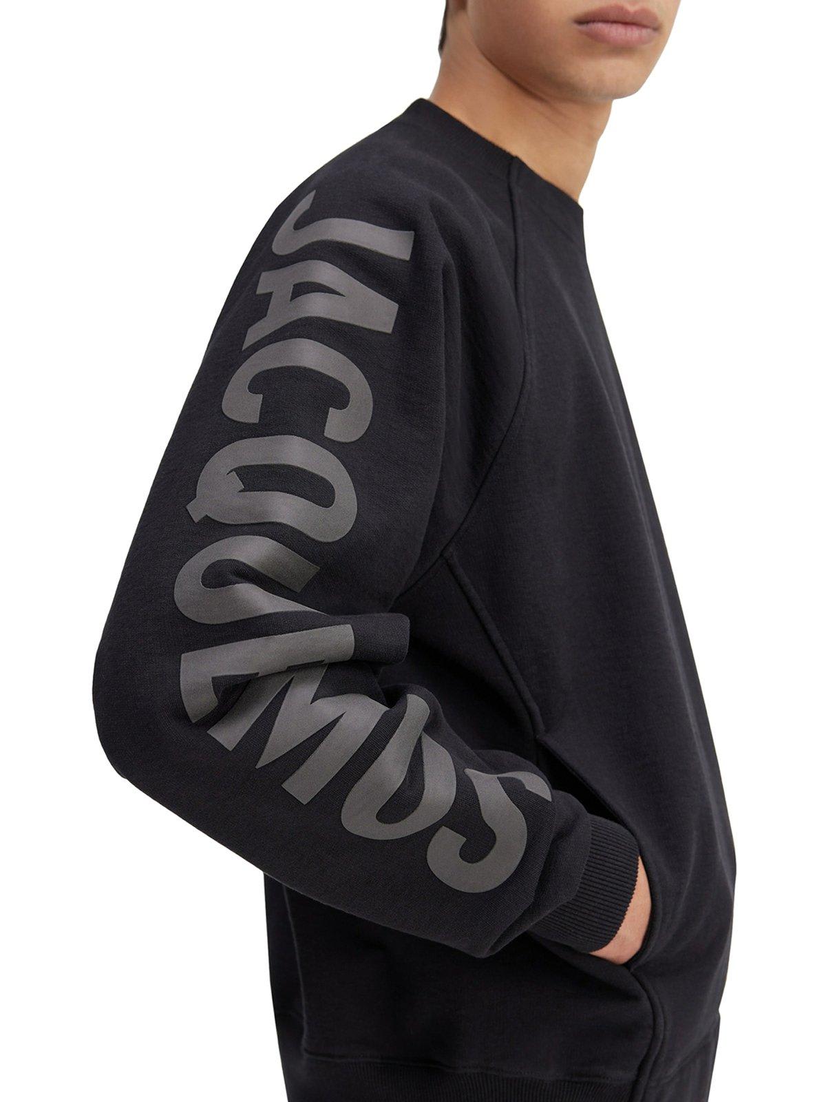 Shop Jacquemus Logo Printed Crewneck Sweatshirt In Black