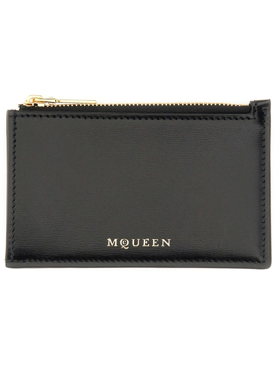 Alexander Mcqueen Zippered Card Holder In Black