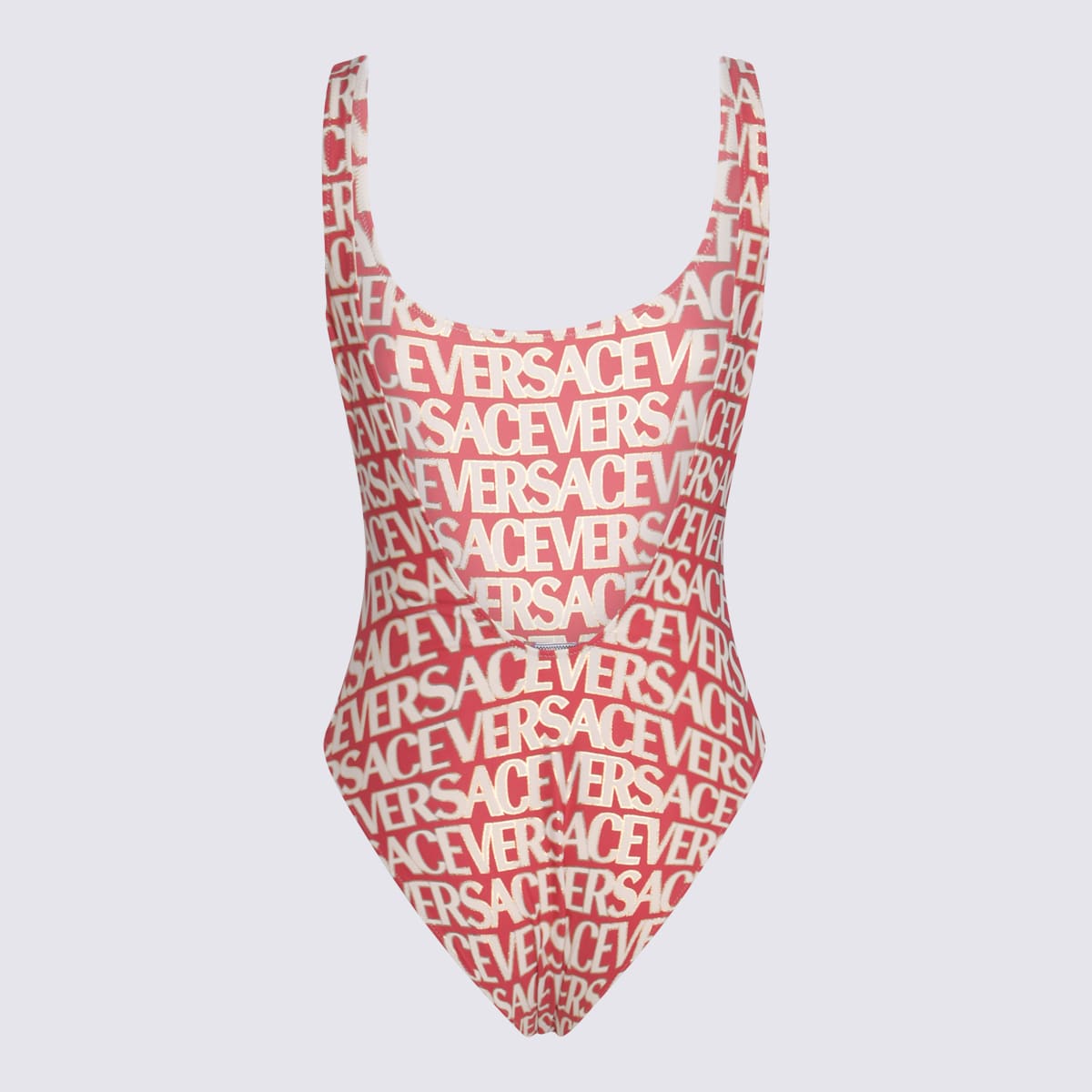 Shop Versace Pink And White Swimsuit