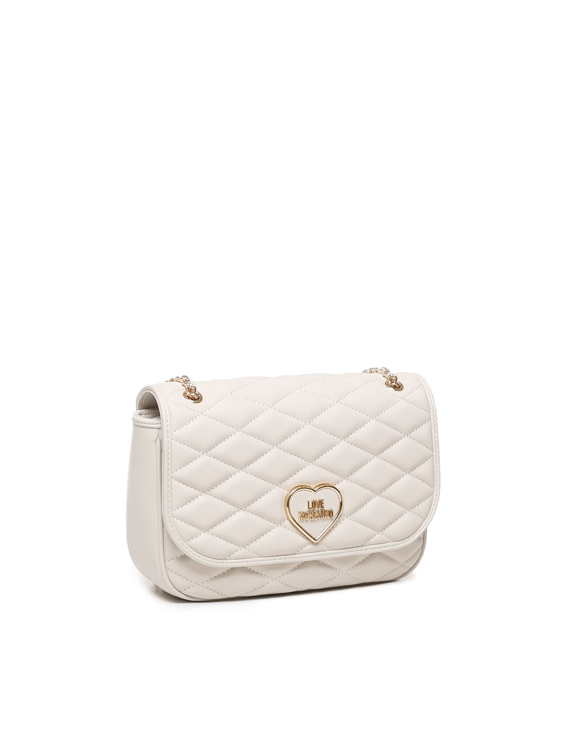 Shop Love Moschino Quilted Shoulder Bag In Ivory