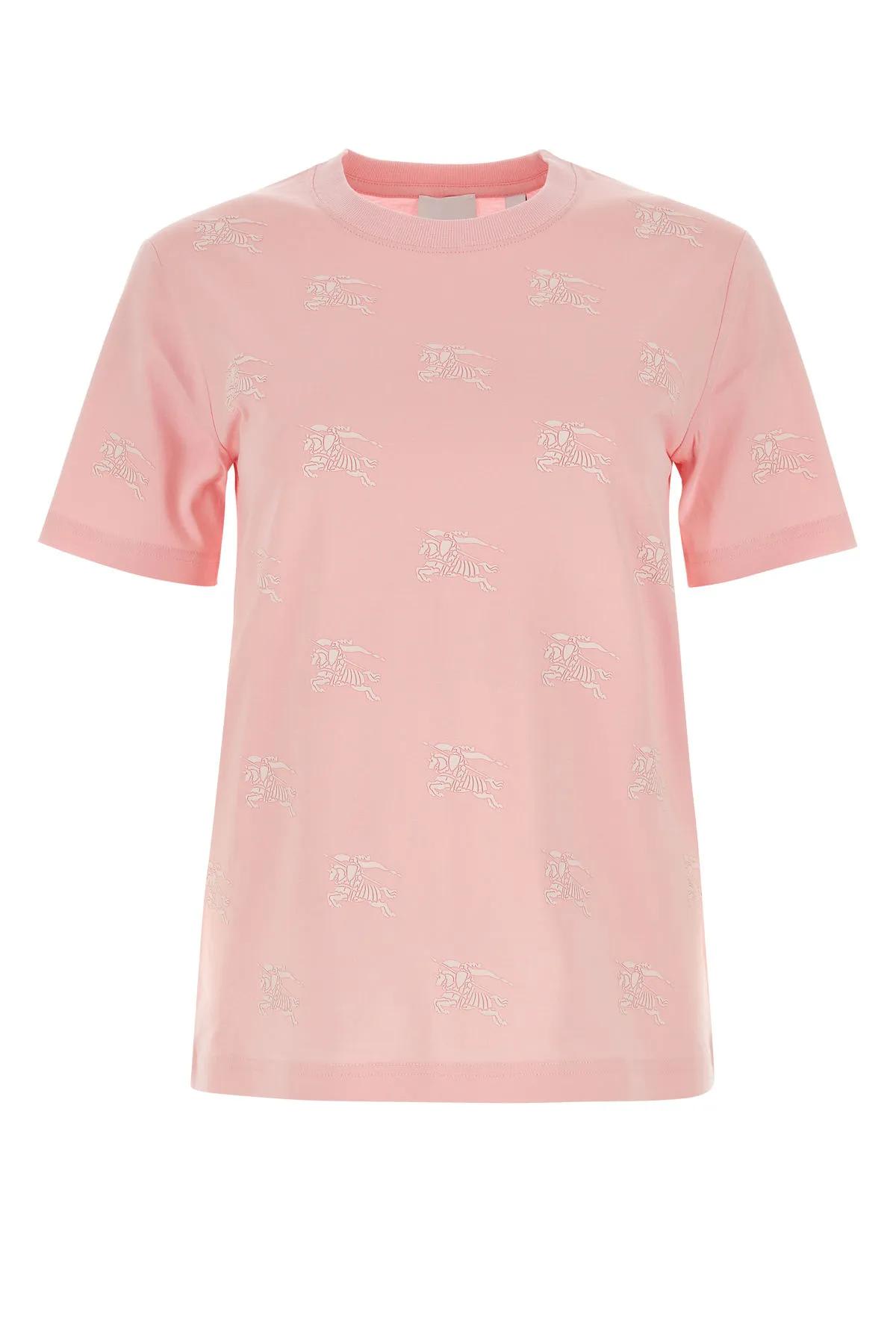 Shop Burberry Printed Cotton T-shirt In Pink