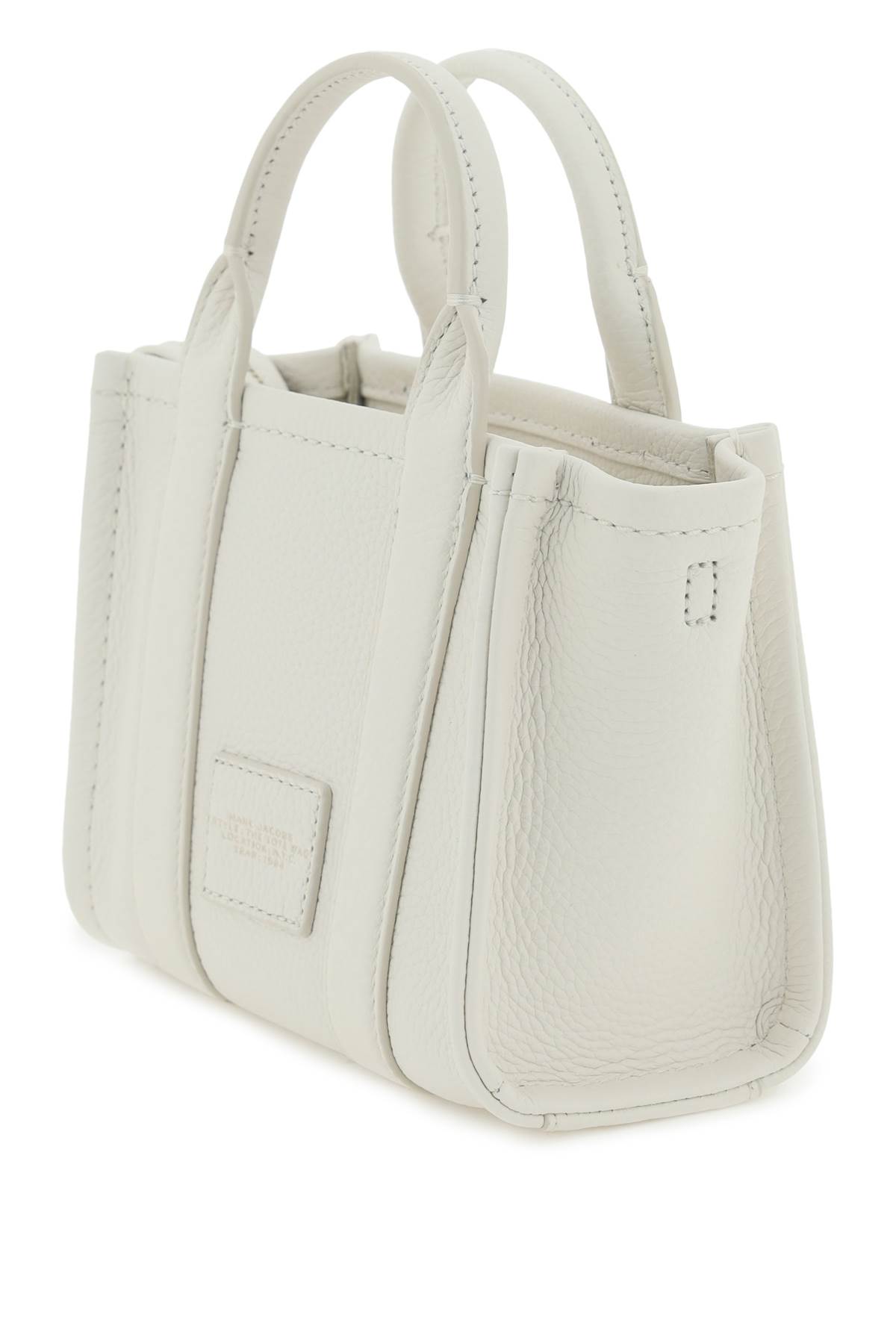 Shop Marc Jacobs The Leather Micro Tote Bag In Cotton/silver