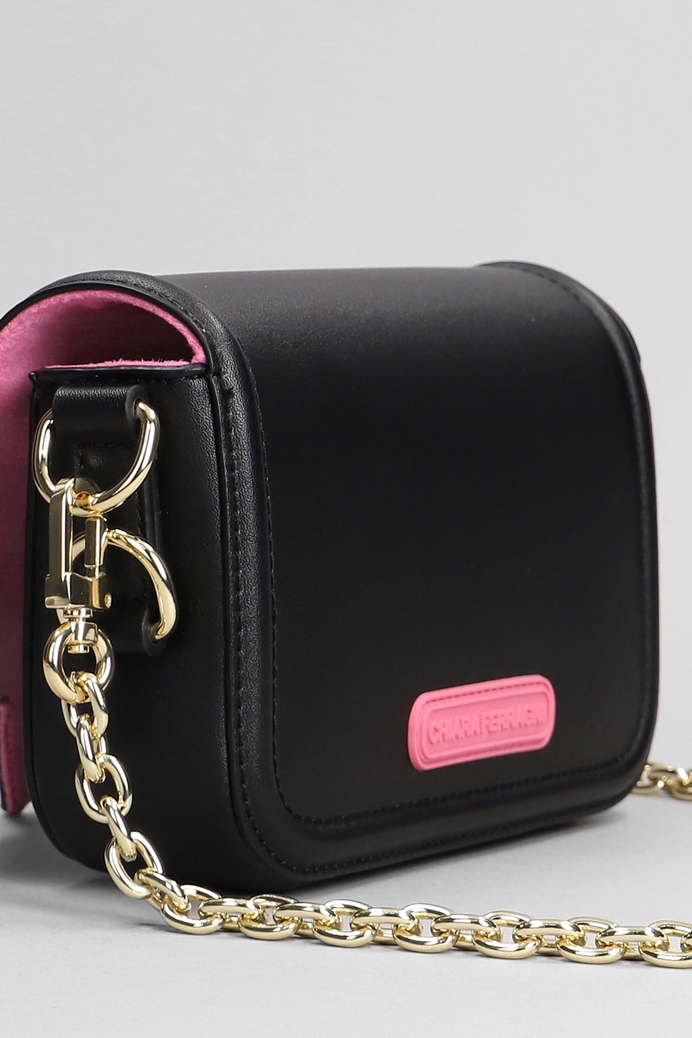 Shop Chiara Ferragni Shoulder Bag In Black Faux Leather