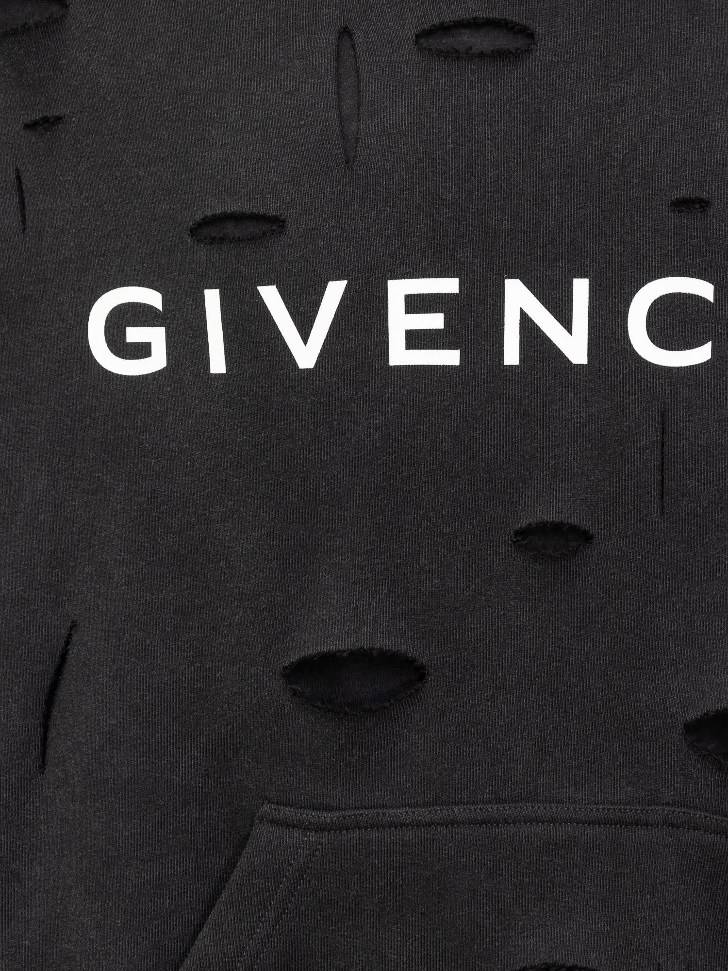 Shop Givenchy Oversized Hole Hoodie In Faded Black