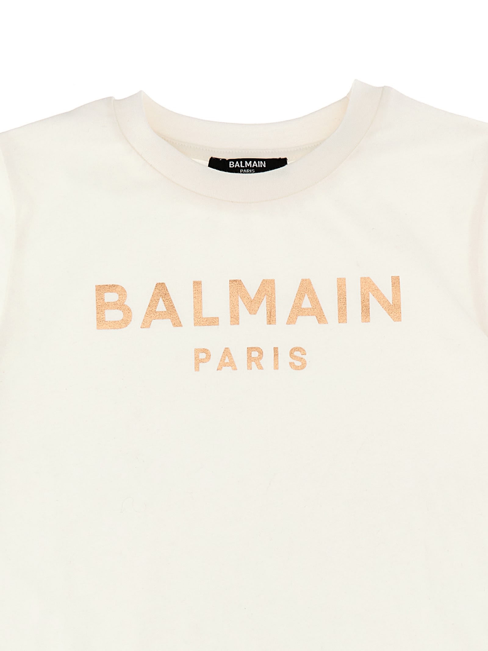 Shop Balmain Logo Print T-shirt In Ivory