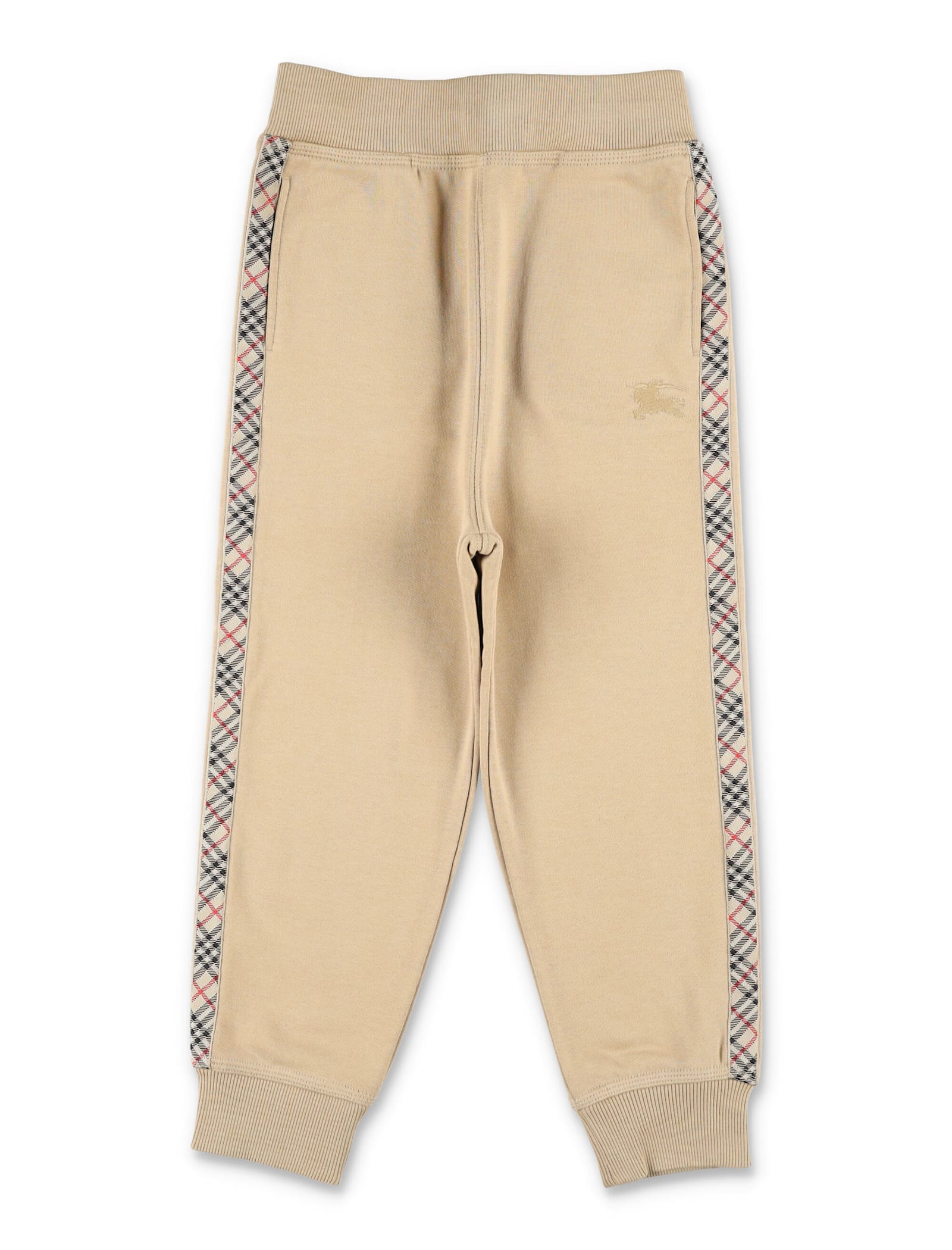 Burberry Kid - Check Trim Cotton Joggers Archive Beige In Neutral