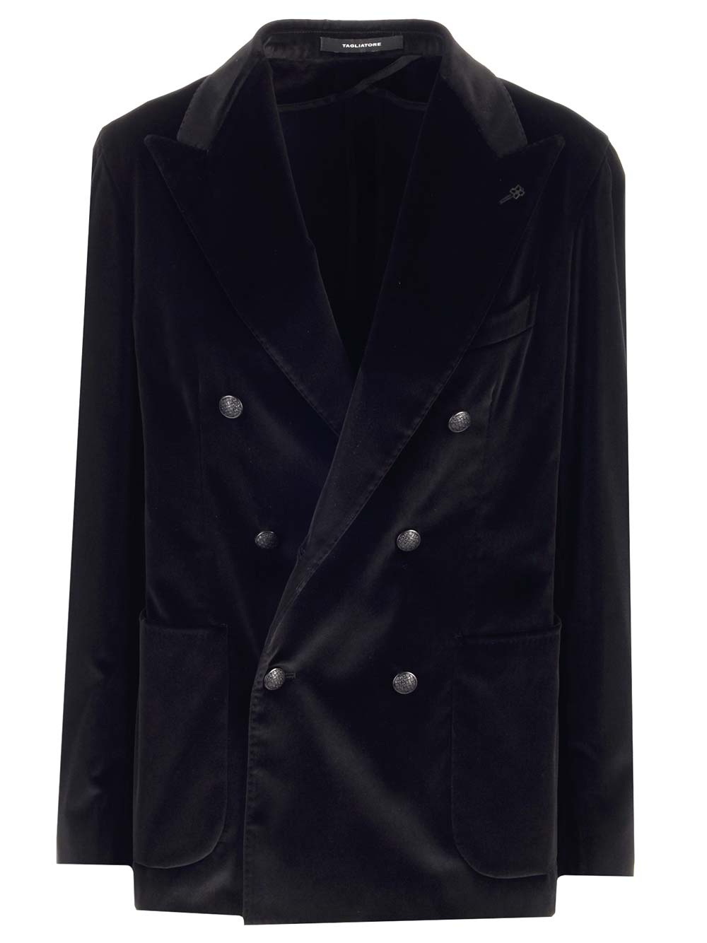 TAGLIATORE BLACK DOUBLE-BREASTED VELVET JACKET