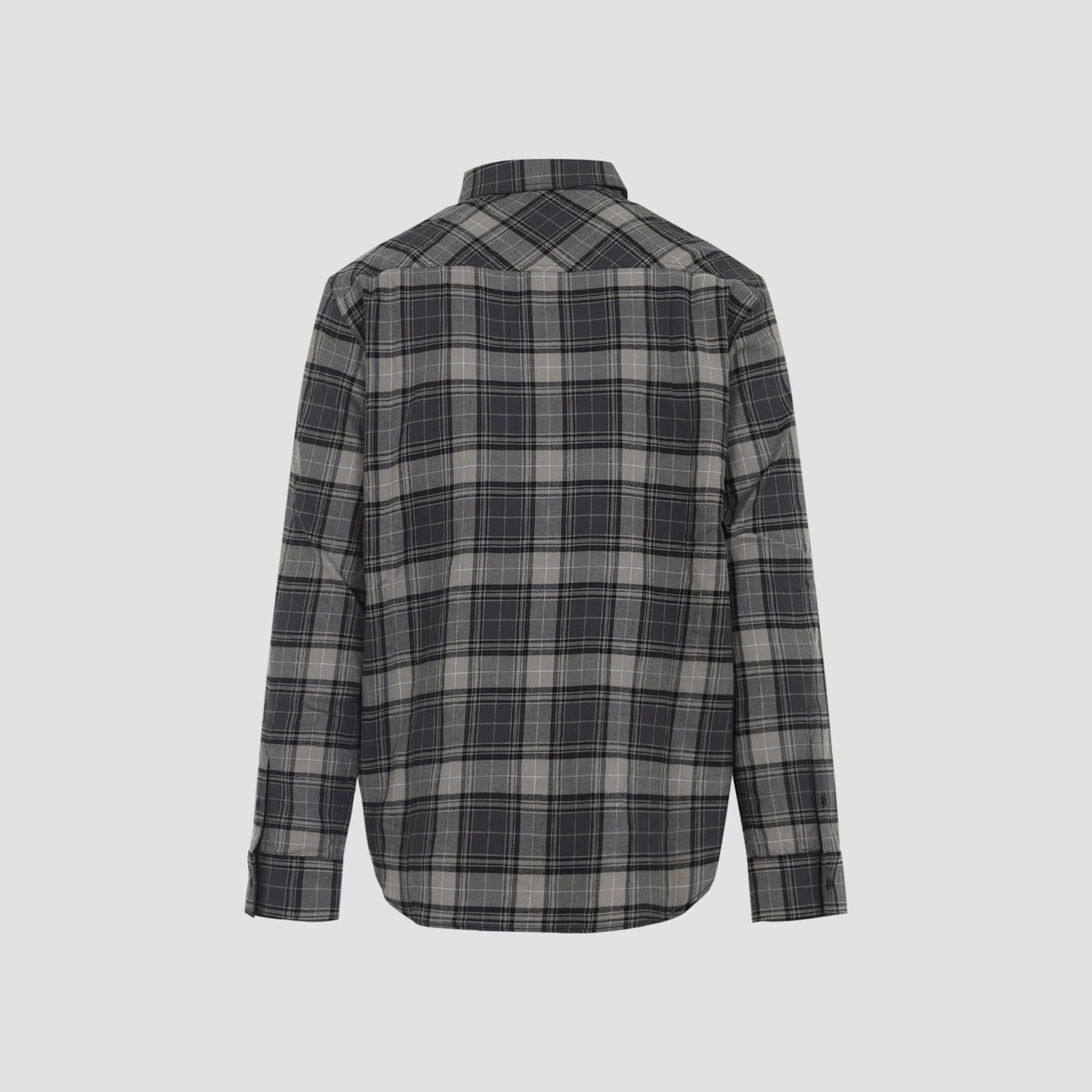 Off-white Dark Grey Cotton Spray Book Check Flan Reg Shirt In Gray