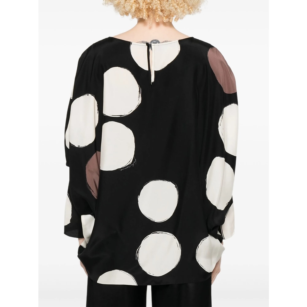 Gianluca Capannolo Bell-sleeve Polka-dot Top In Black
