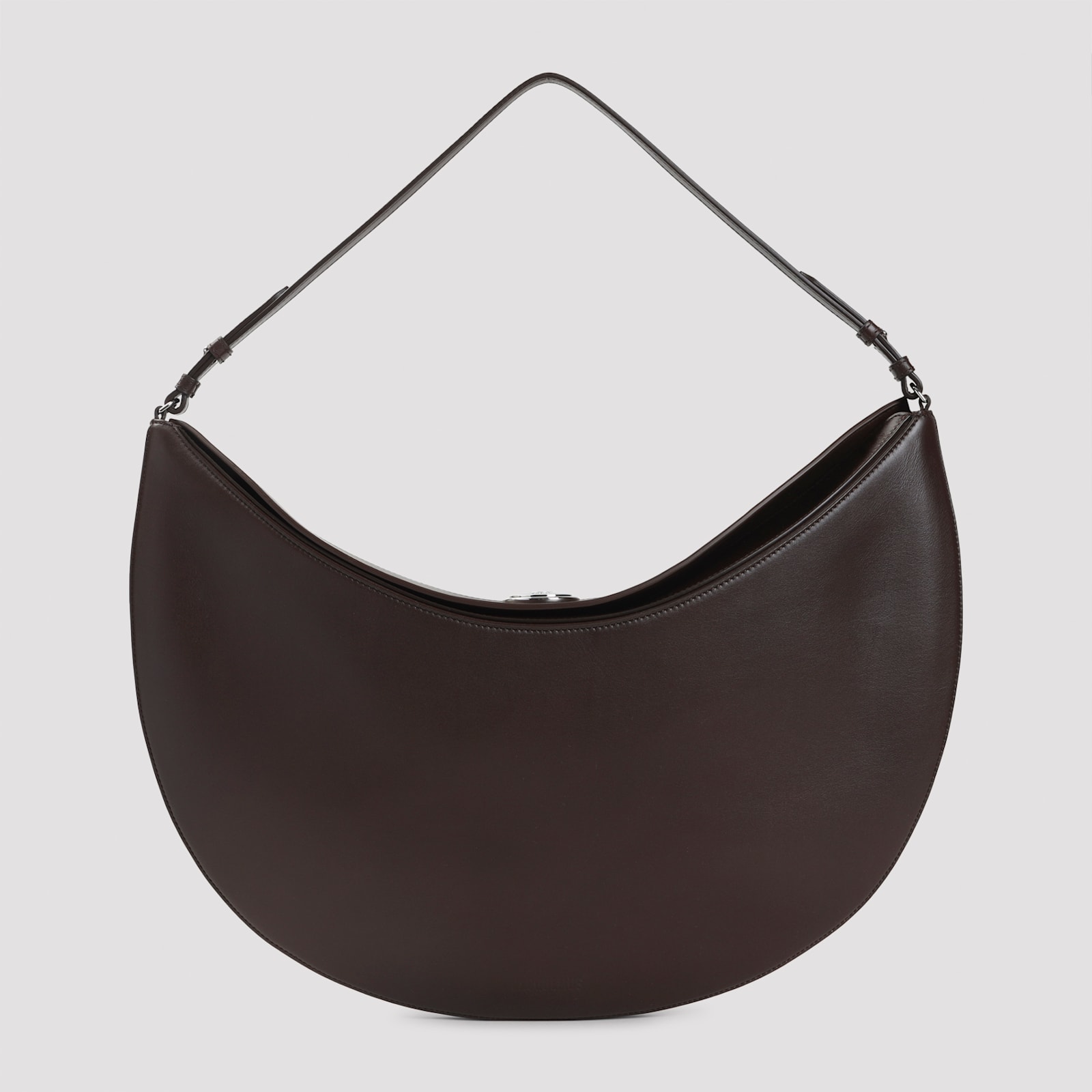 Jacquemus Large Ovalo Calf Leather Hobo Bag In Brown