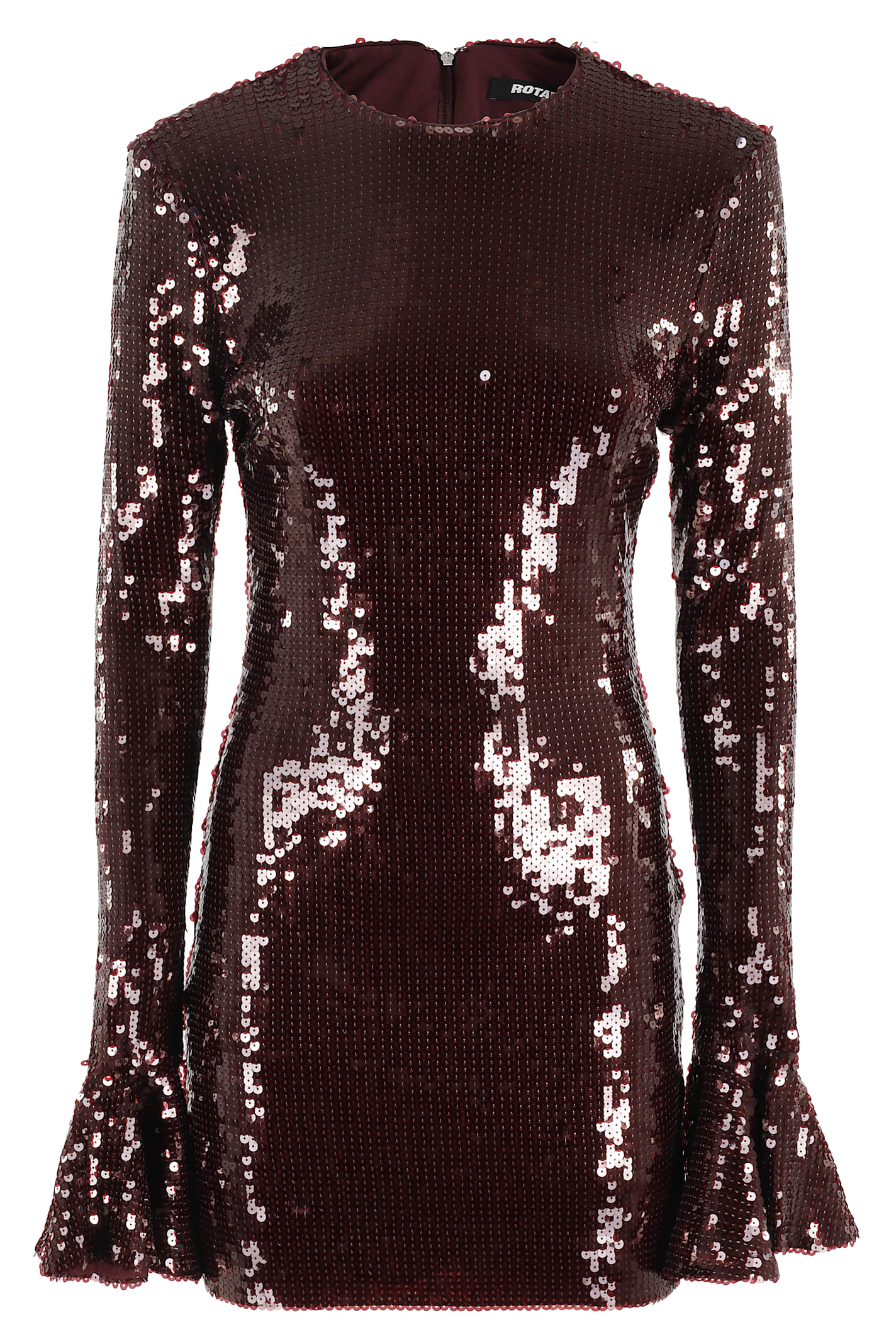 Rotate Birger Christensen Sequins Ls Mini Dress In Brown