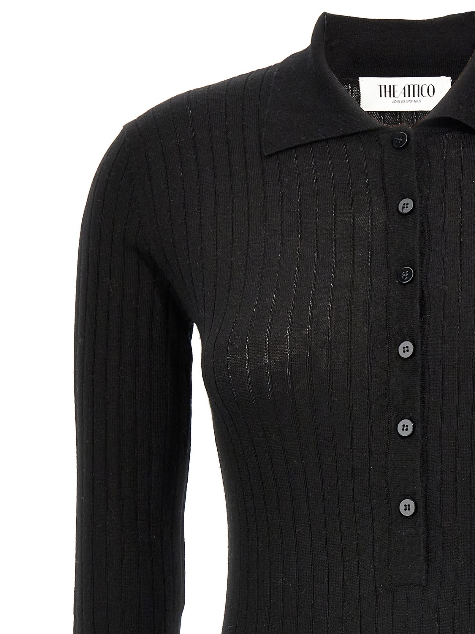 Attico Ribbed Sweater Sweaters And Cardigans In Black