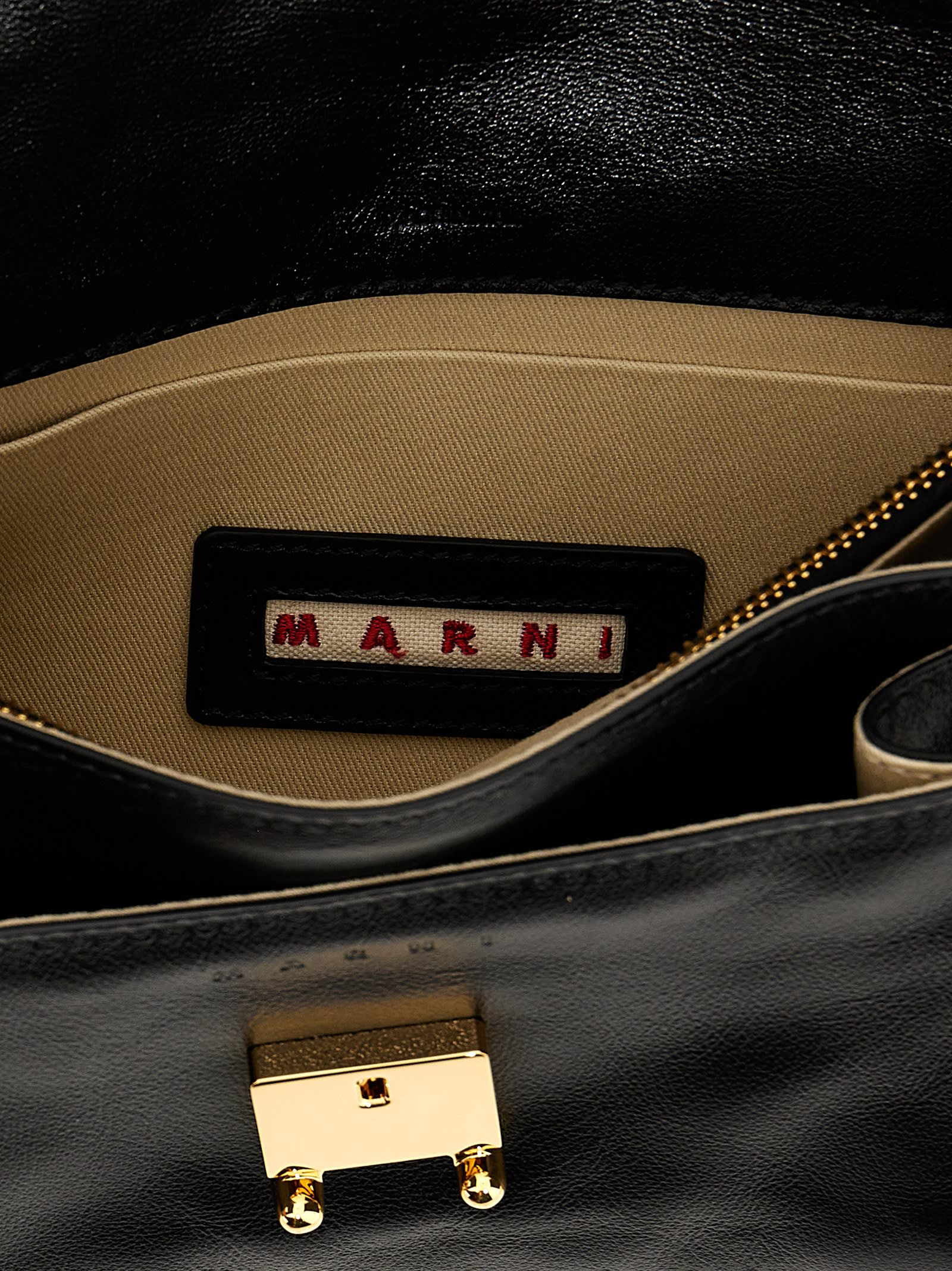 Shop Marni Trunk Medium Shoulder Bag In Black