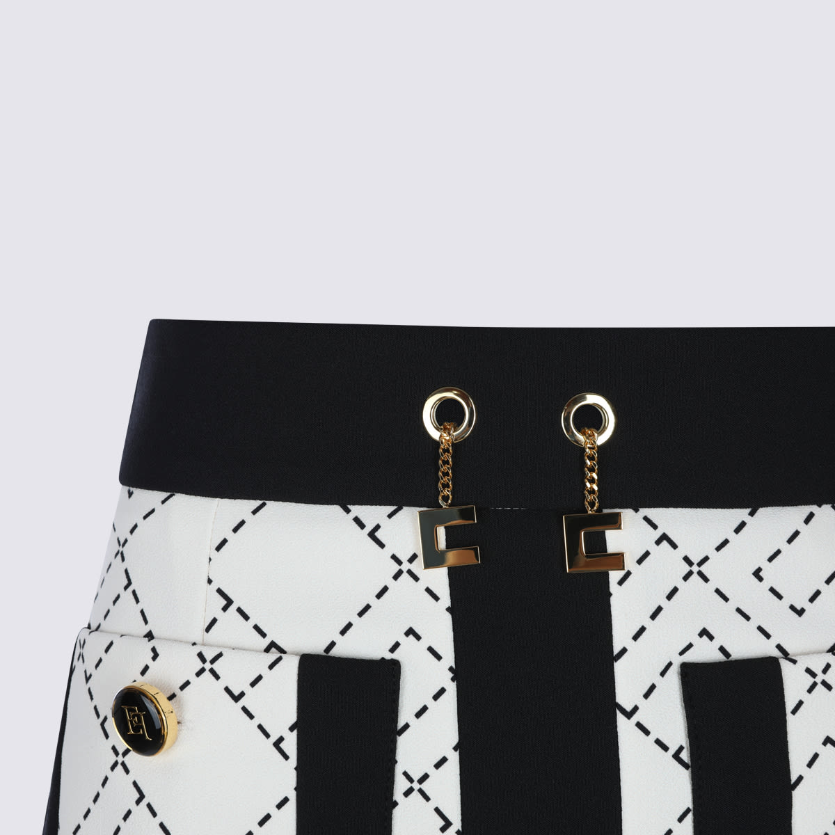 Elisabetta Franchi Geometric Patterned Midi Skirt In Gray