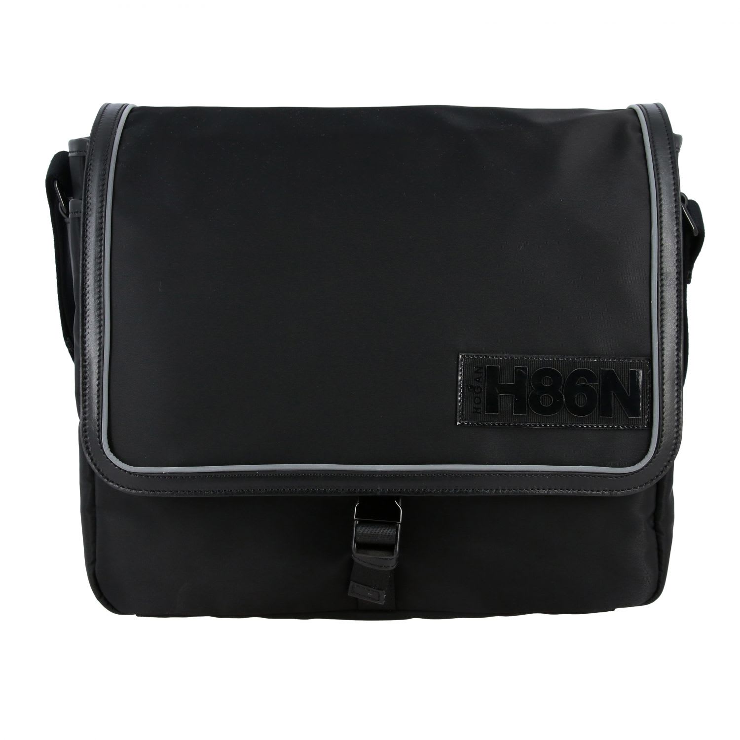 Hogan Messenger Bag In Nylon With Logo In Black