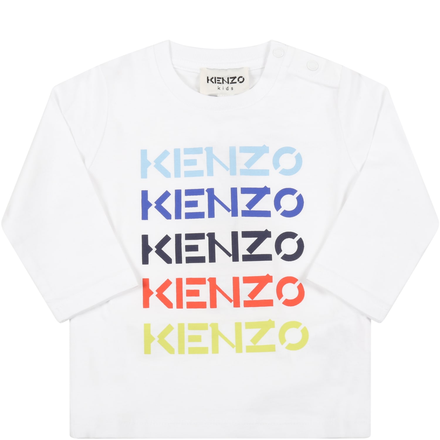Kenzo Kids White T-shirt For Baby Kids With Logos