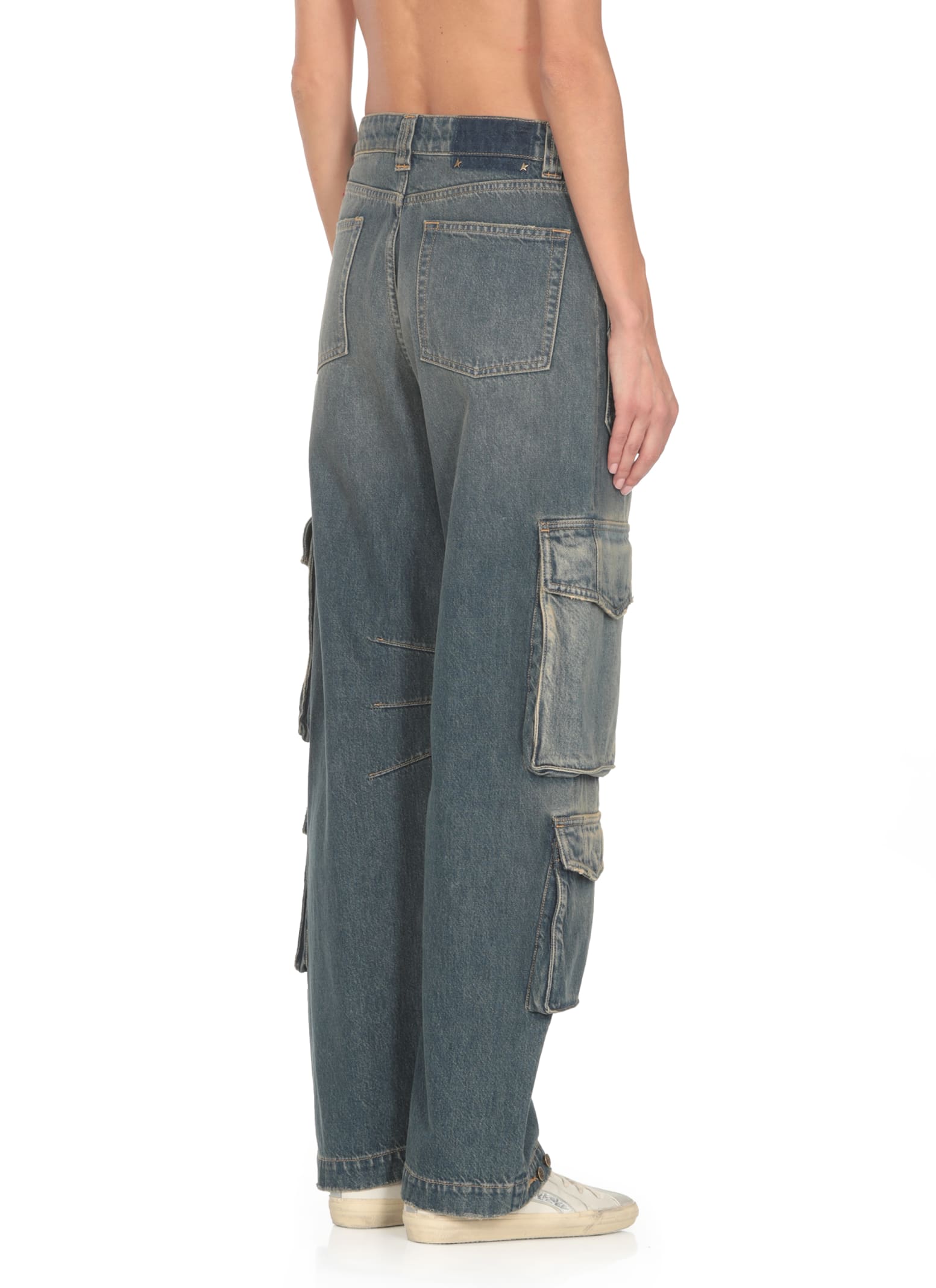 Shop Golden Goose Irina Cargo Pants In Blue