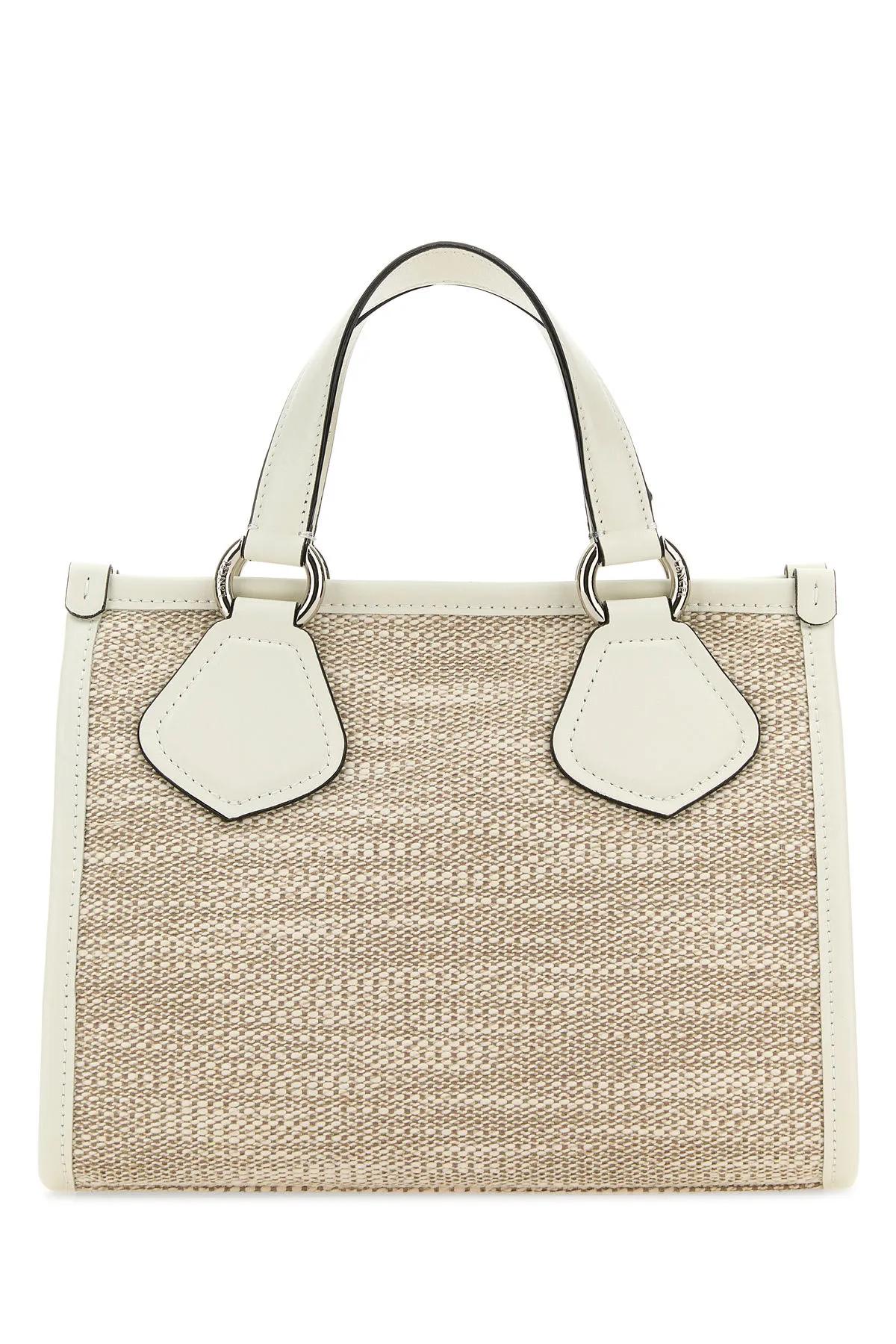 Shop Lancel Two-tone Canvas Summer Shopping Bag In Natural