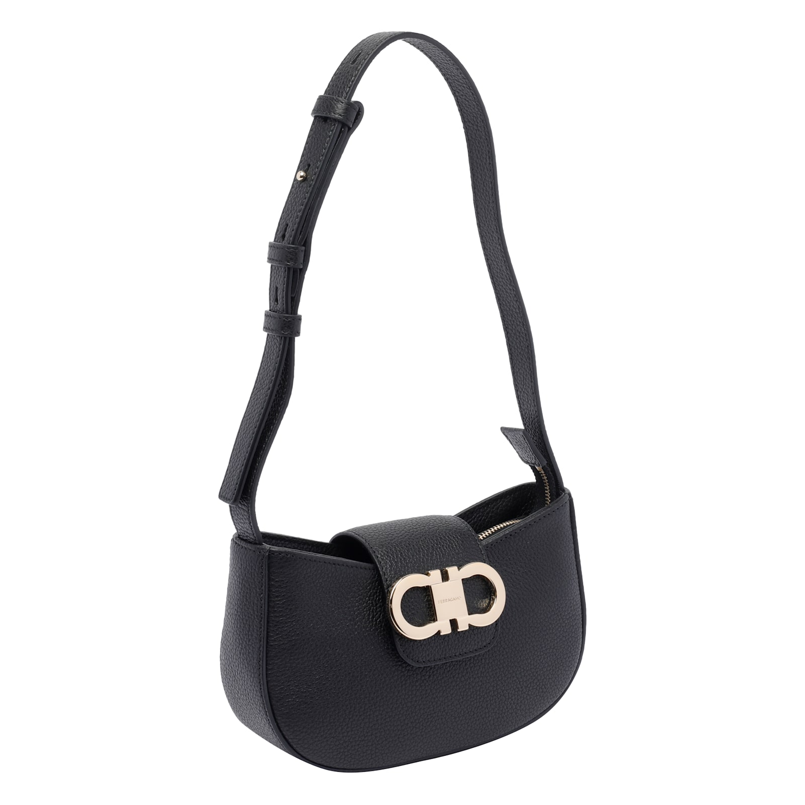 Ferragamo Gabry Black Calf Leather Shoulder Bag