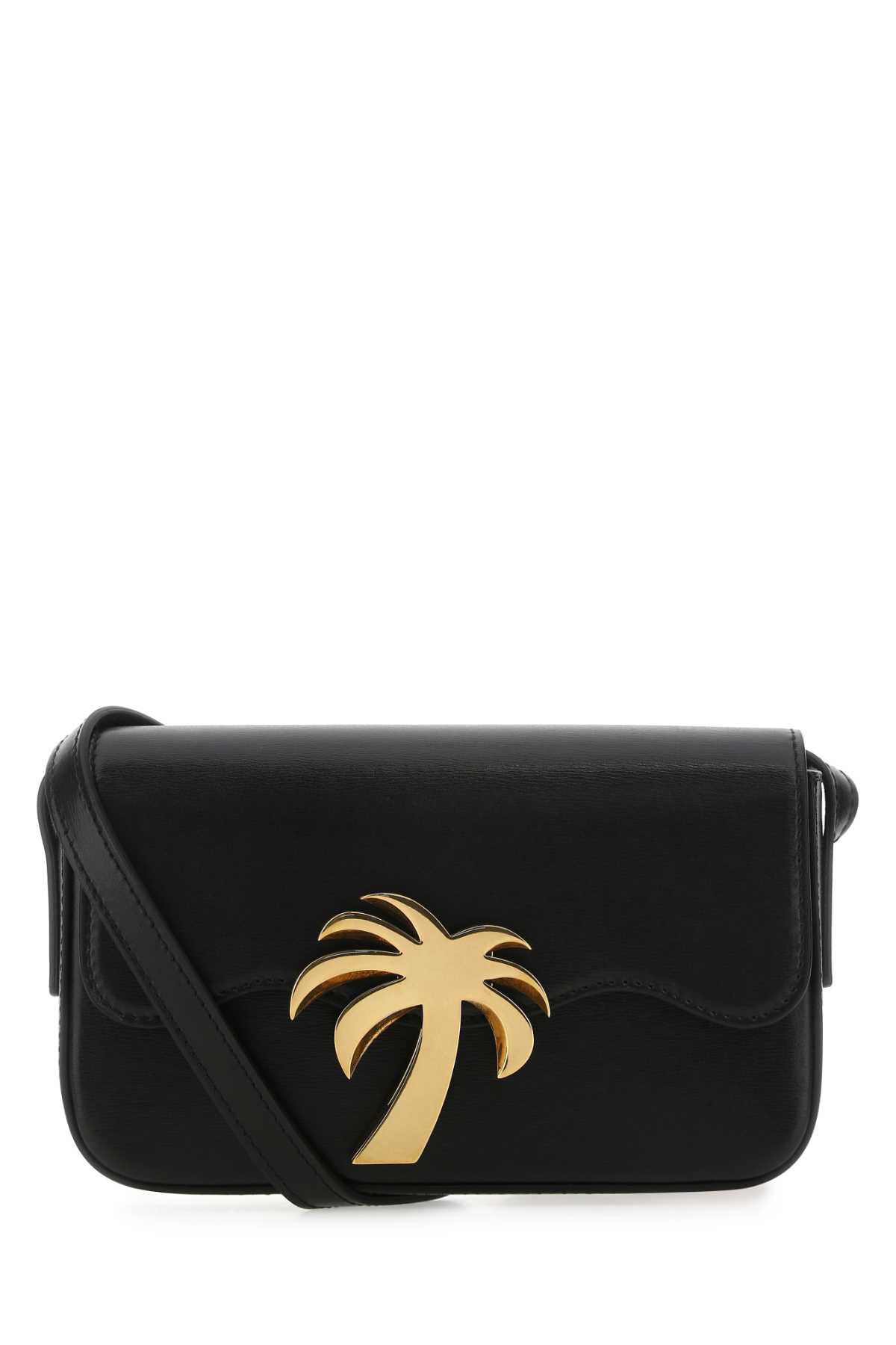 Palm Angels Black Leather Palm Beach Bridge Crossbody Bag