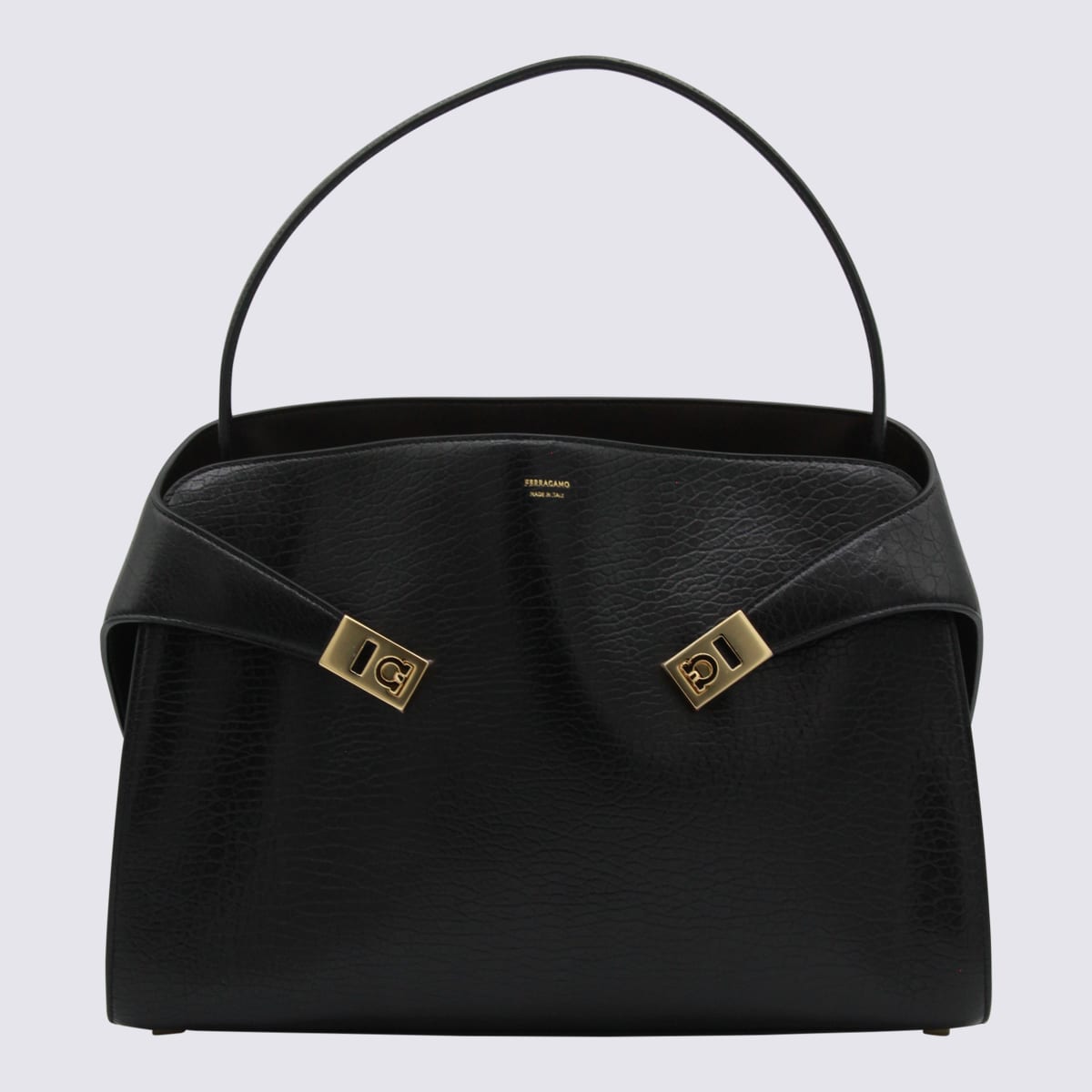 Ferragamo Leather Hug M Handbag With Metal Accents