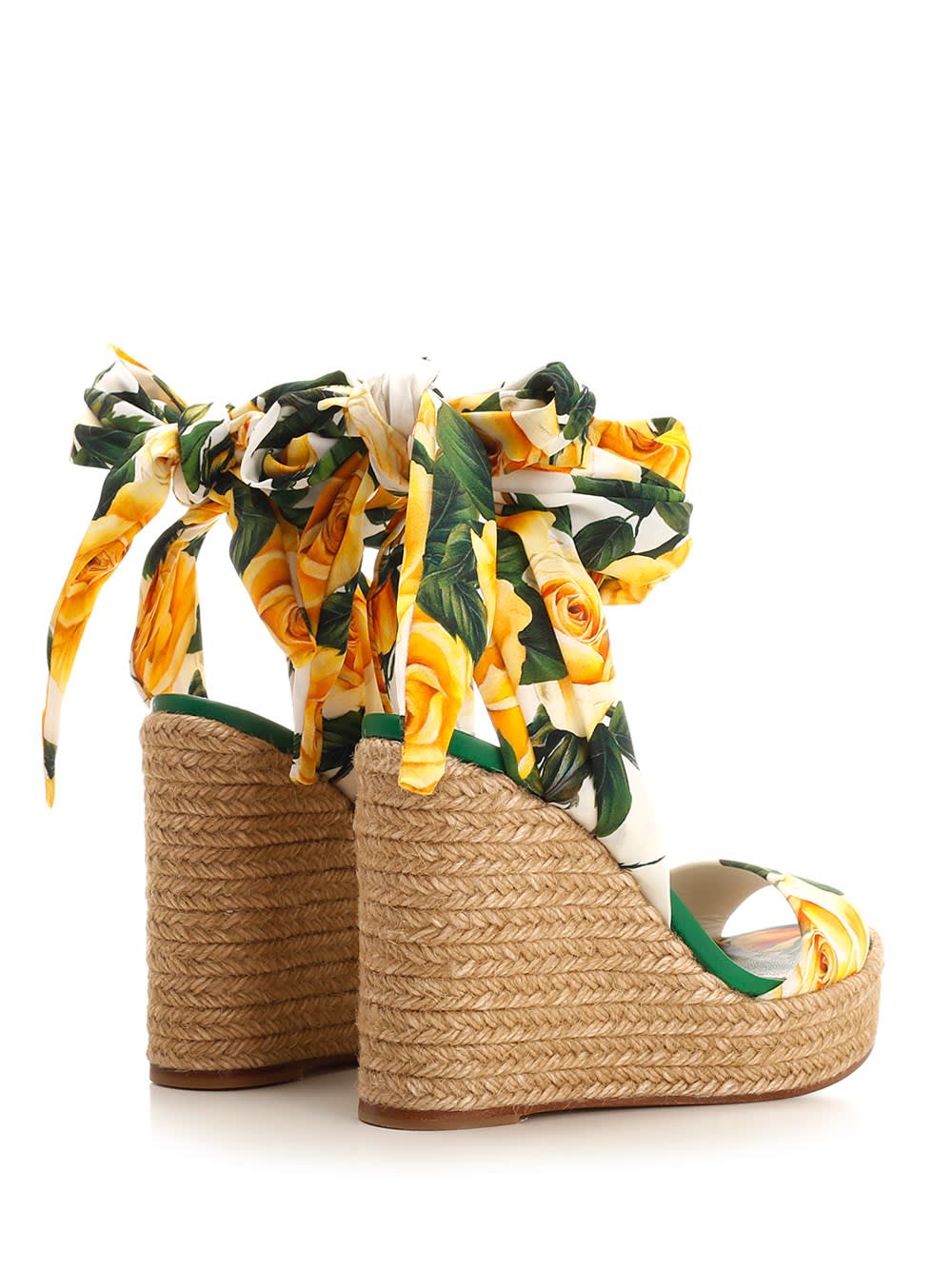 Lolita floral-print stretch-silk espadrille wedge sandals