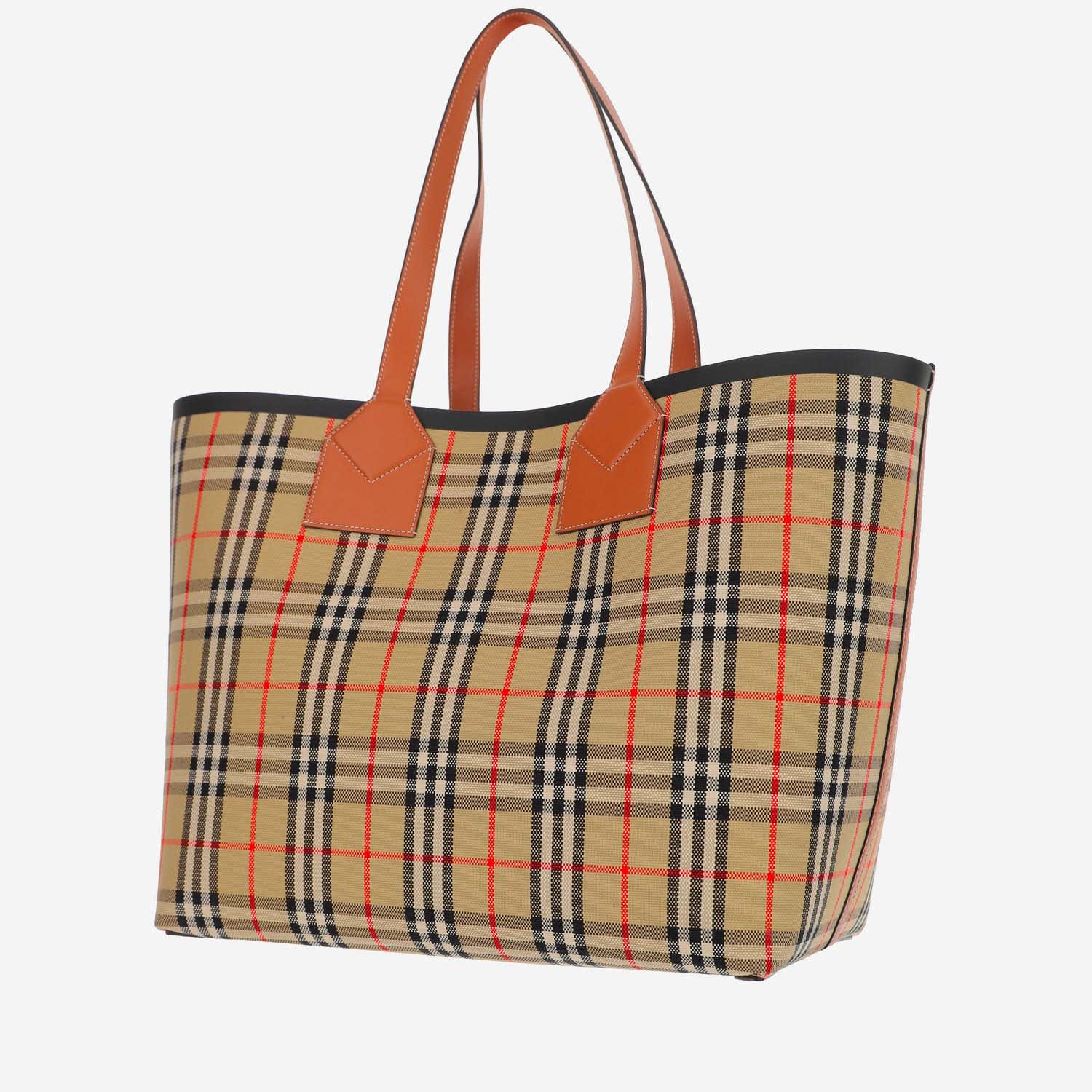 Shop Burberry Cotton Canvas London Tote Bag In Red