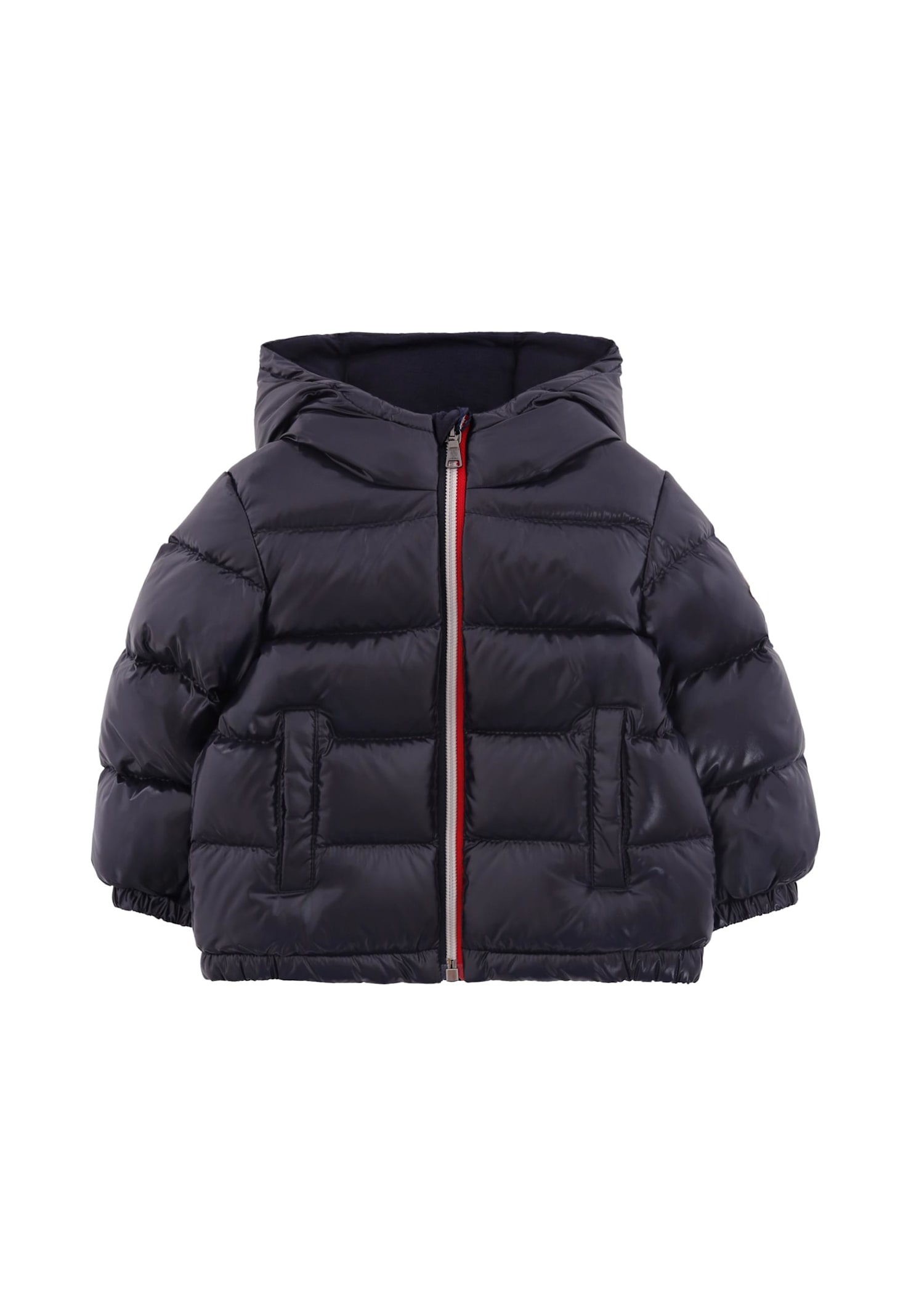 Moncler Blue New Aubert Down Jacket For Baby Boy With Logo
