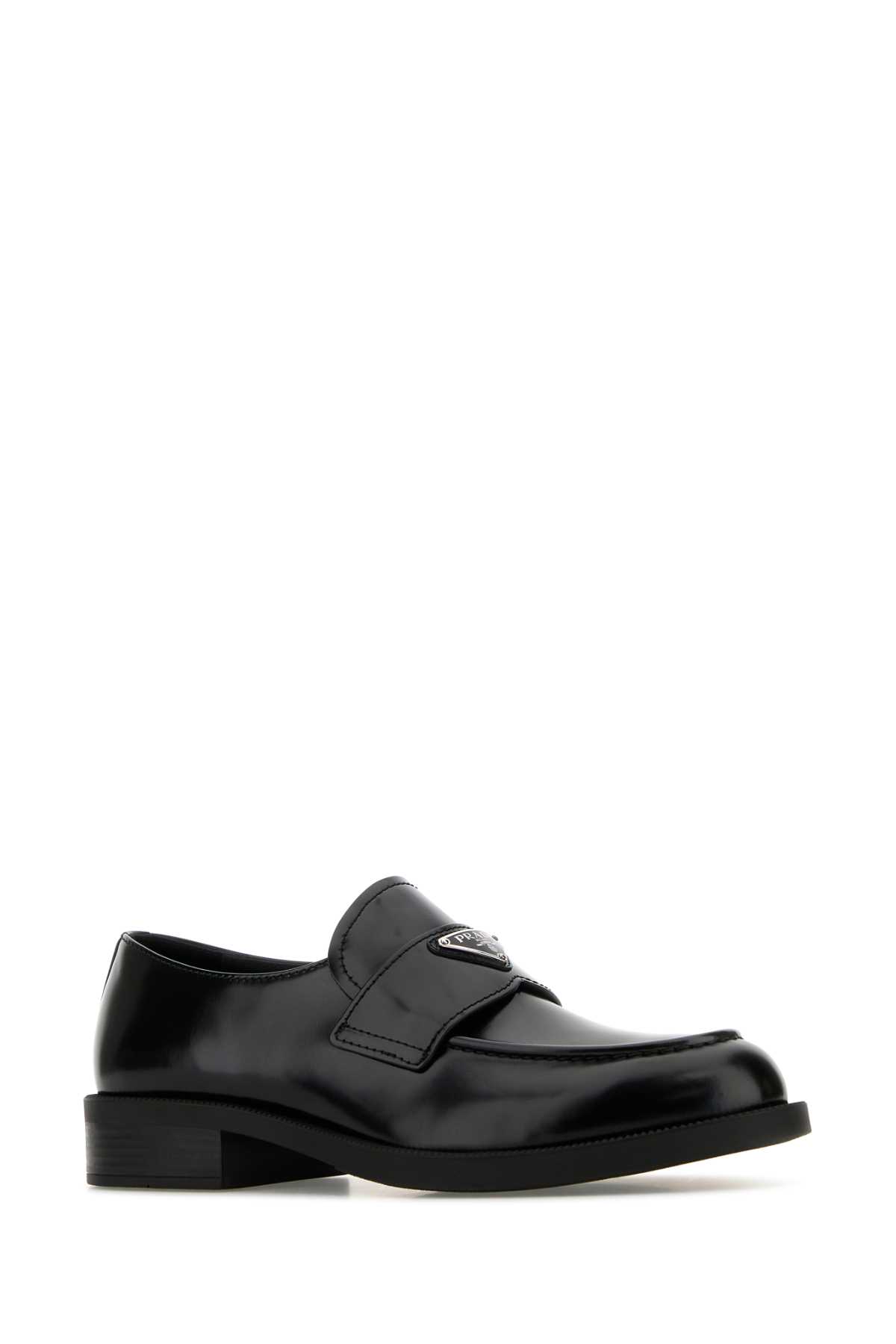 Shop Prada Black Leather Loafers In Nero