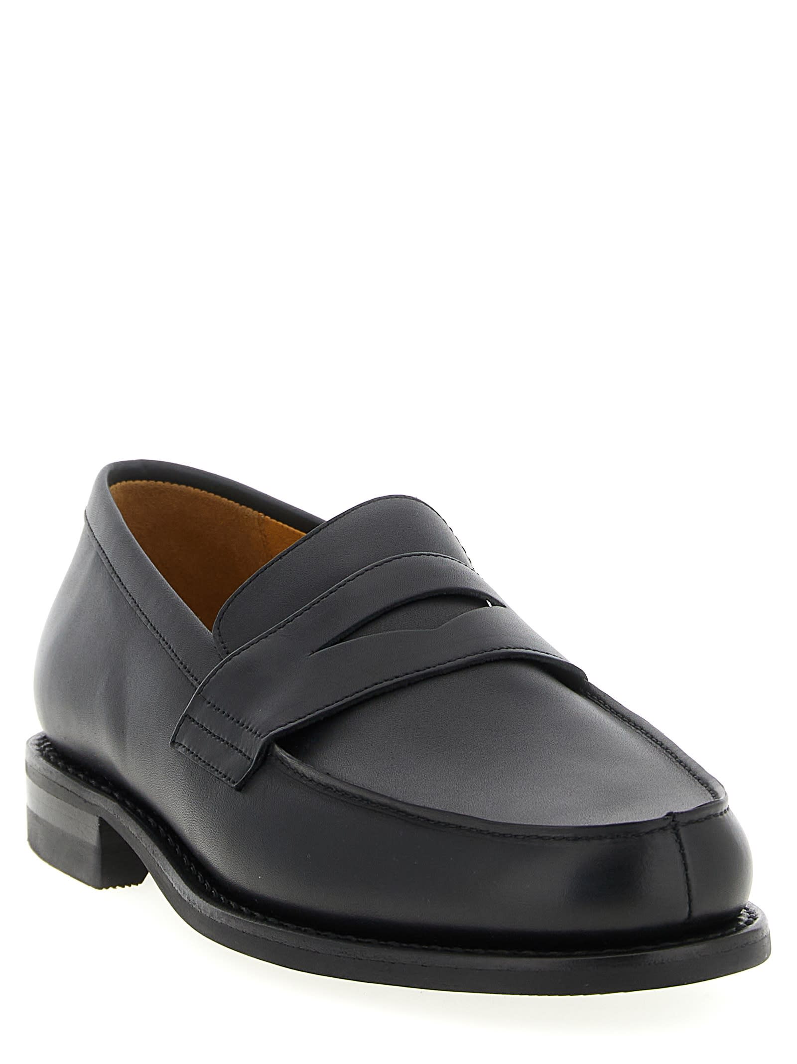Paraboot Round Toe Loafers Featuring Penny Strap In Black