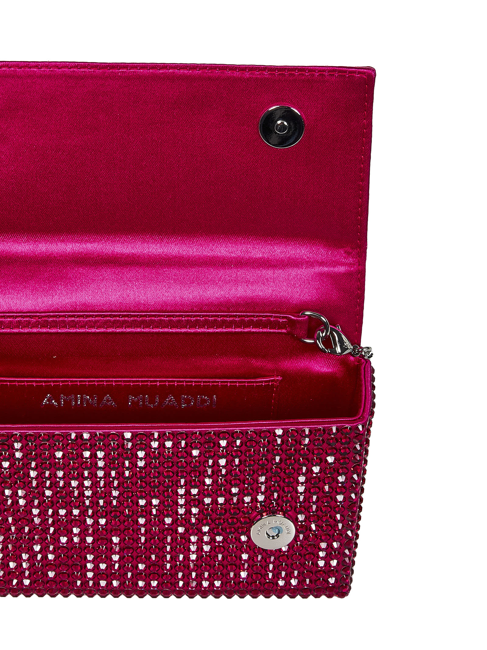 Shop Amina Muaddi Super Amini Paloma Clutch In Red