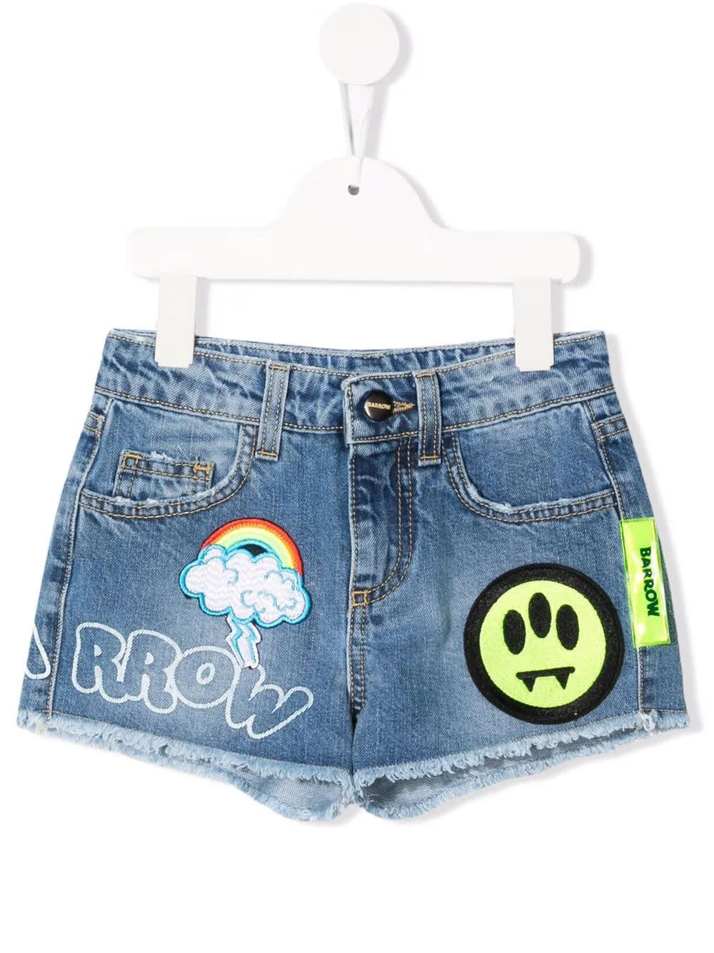 Barrow Kids Shorts In Blue Denim With Patches