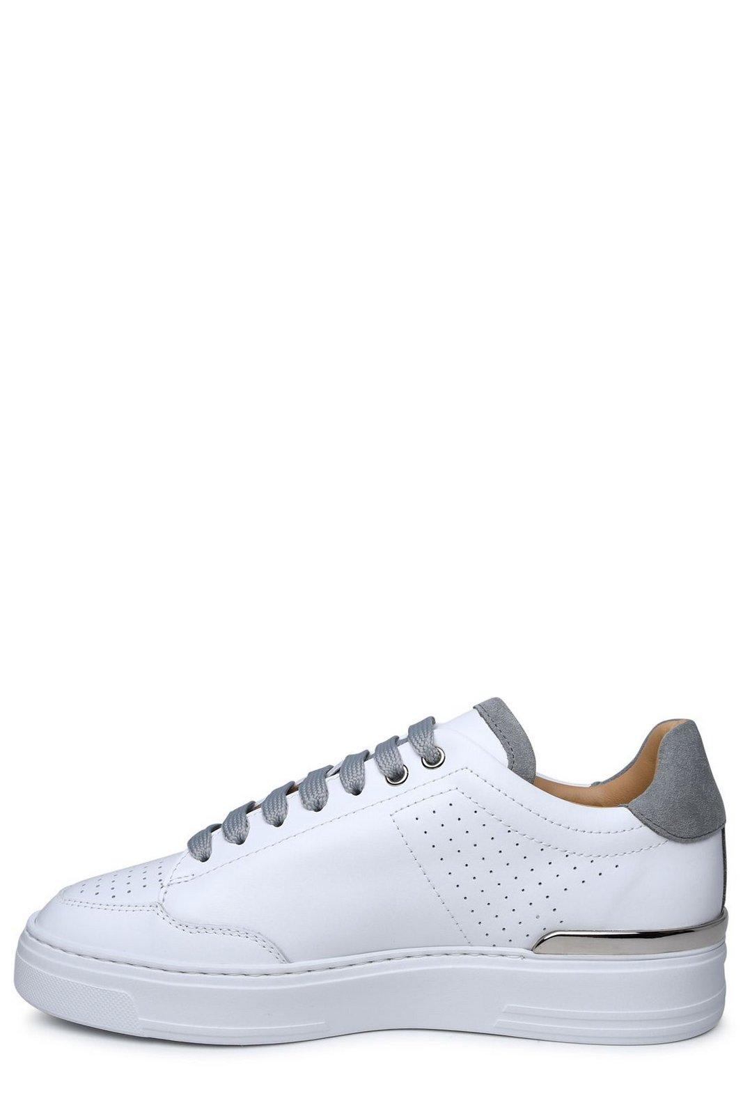 Shop Philipp Plein Mix Low-top Sneakers In White Grey