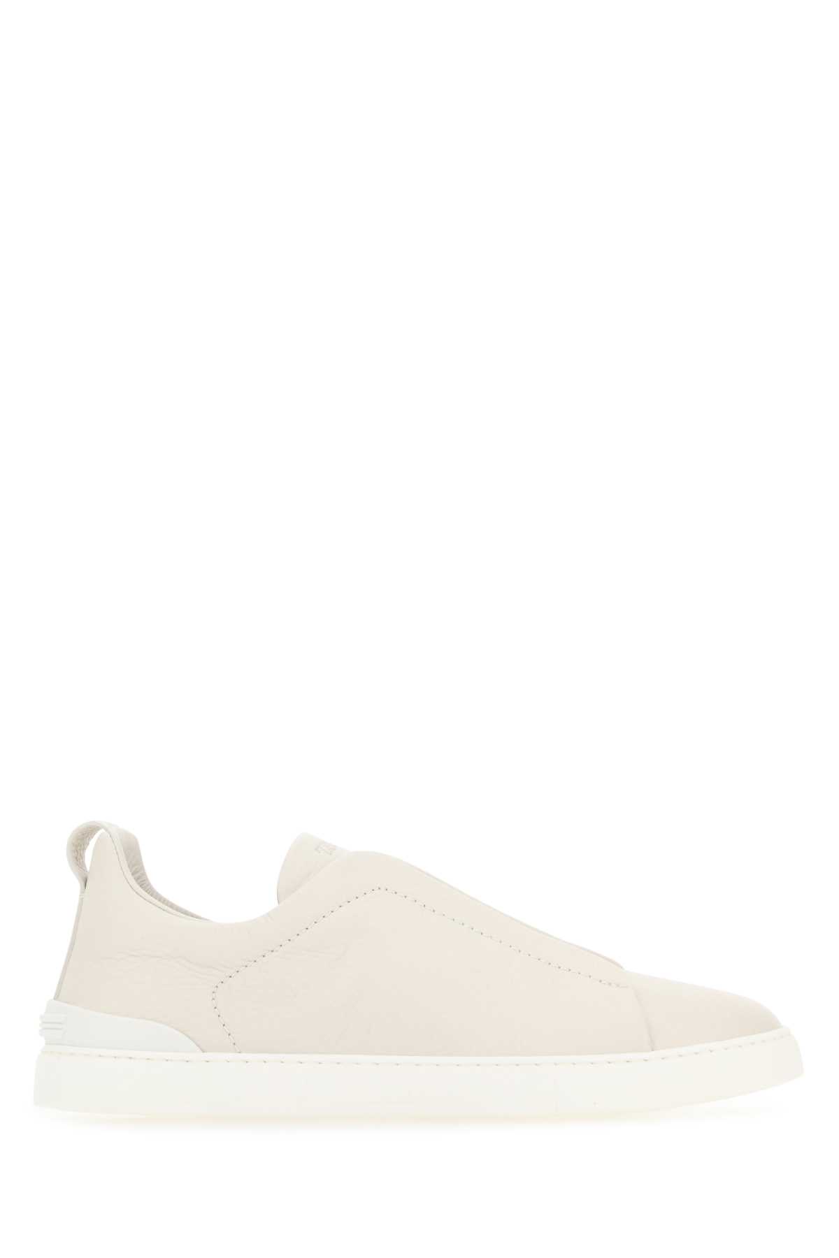Ivory Leather Slip Ons