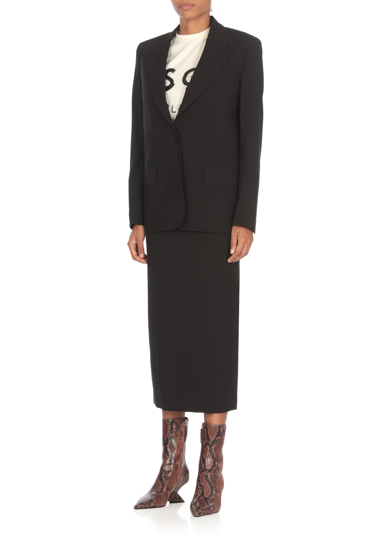 Shop Msgm Virgin Wool Blazer In Black