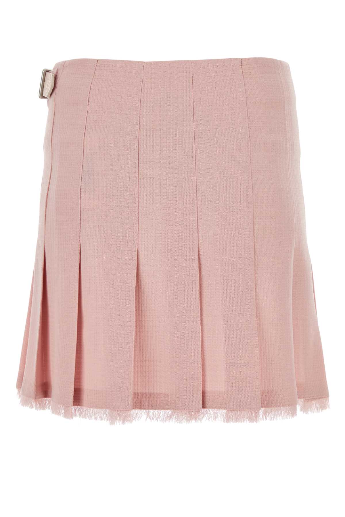 Shop Burberry Pink Wool Mini Skirt In Cameo