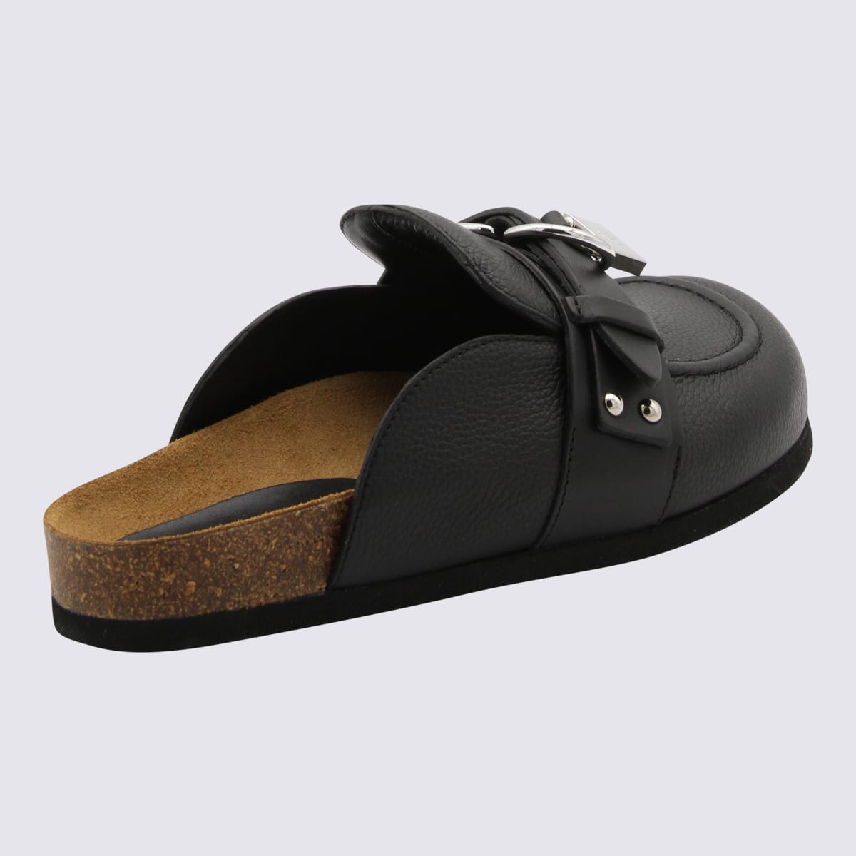 Shop Jw Anderson Black Leather Gourmet Chain Flats