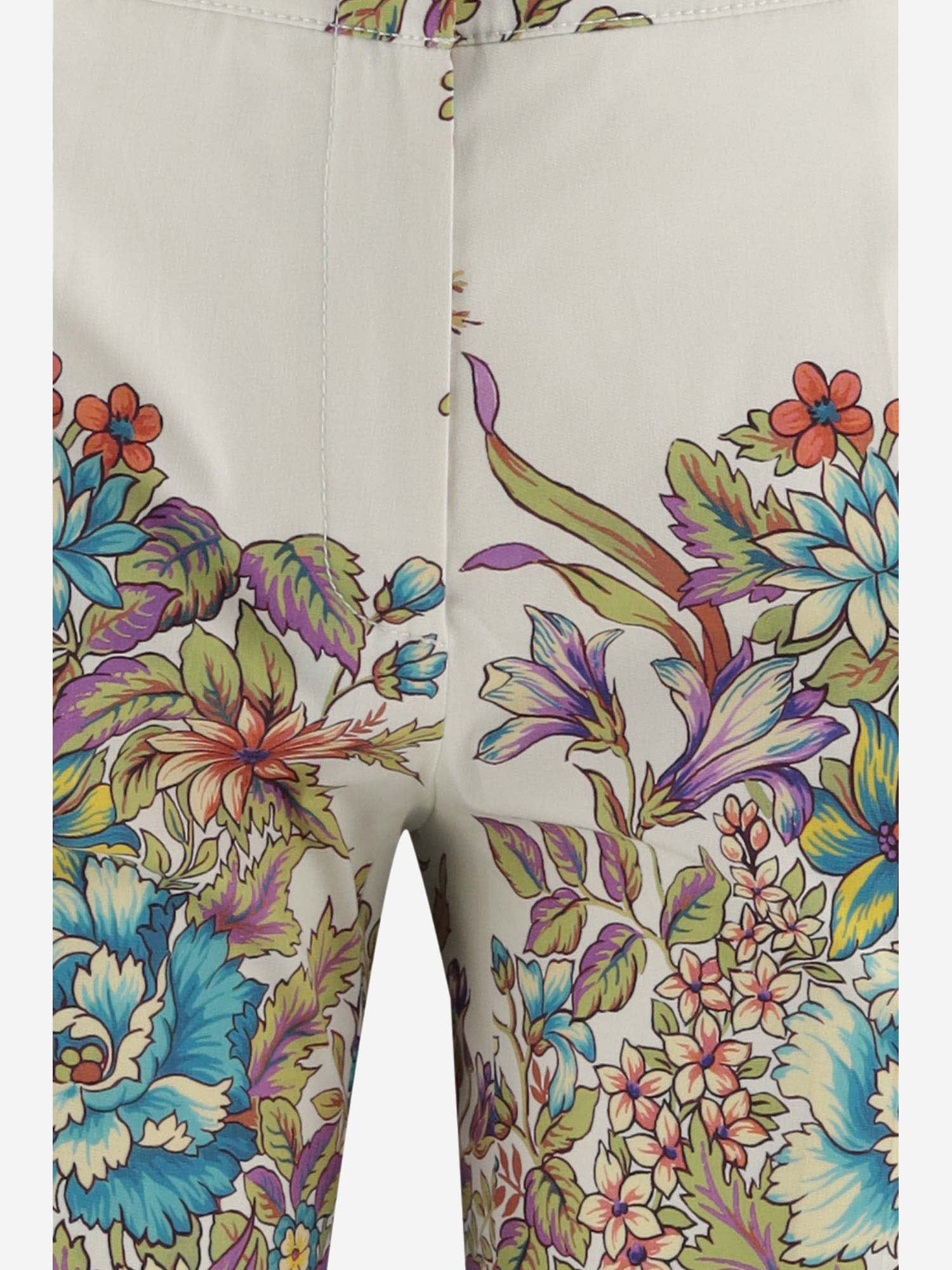 Shop Etro Flared Pants With Floral Pattern In Red