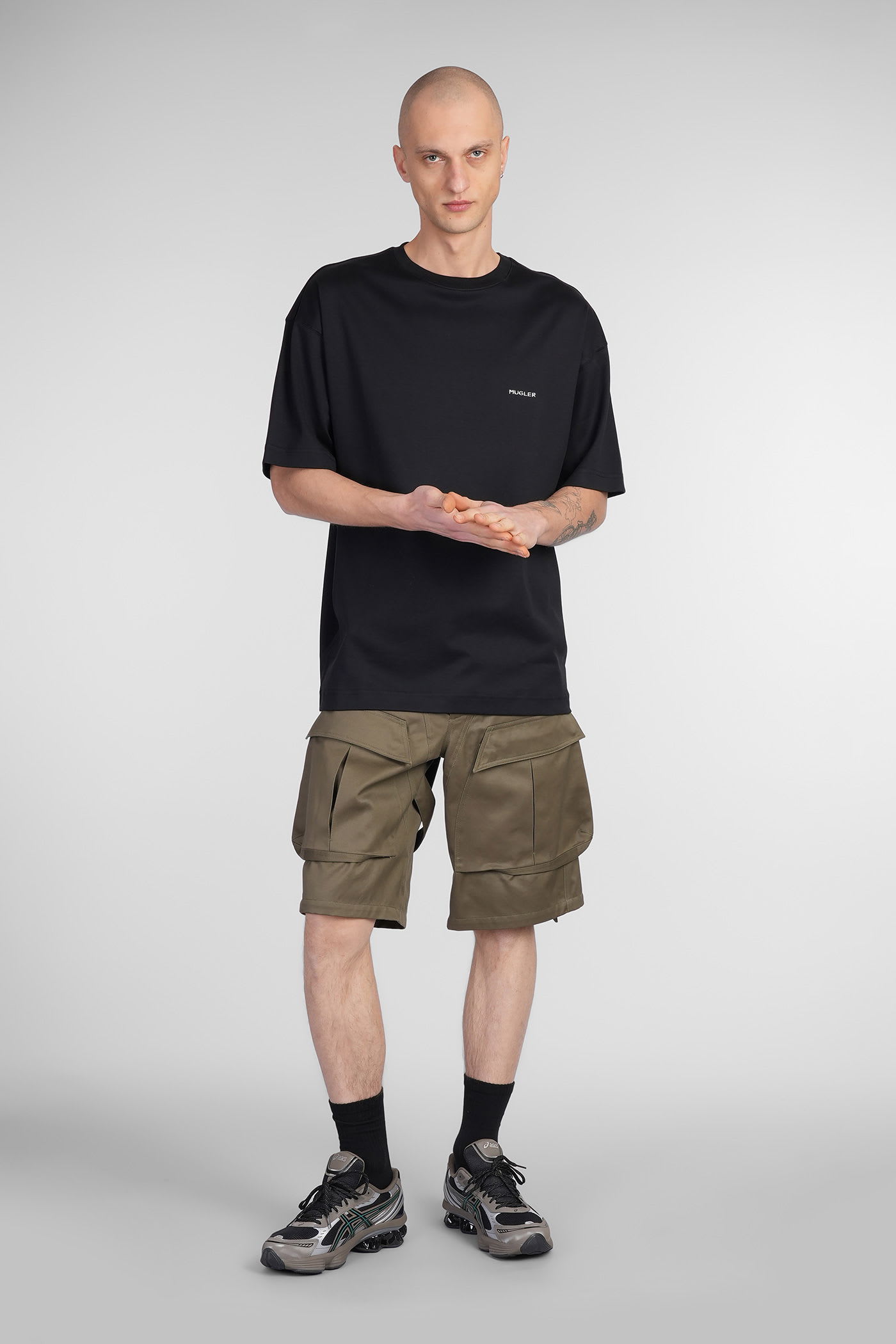 Mugler Shorts In Khaki Cotton In Green
