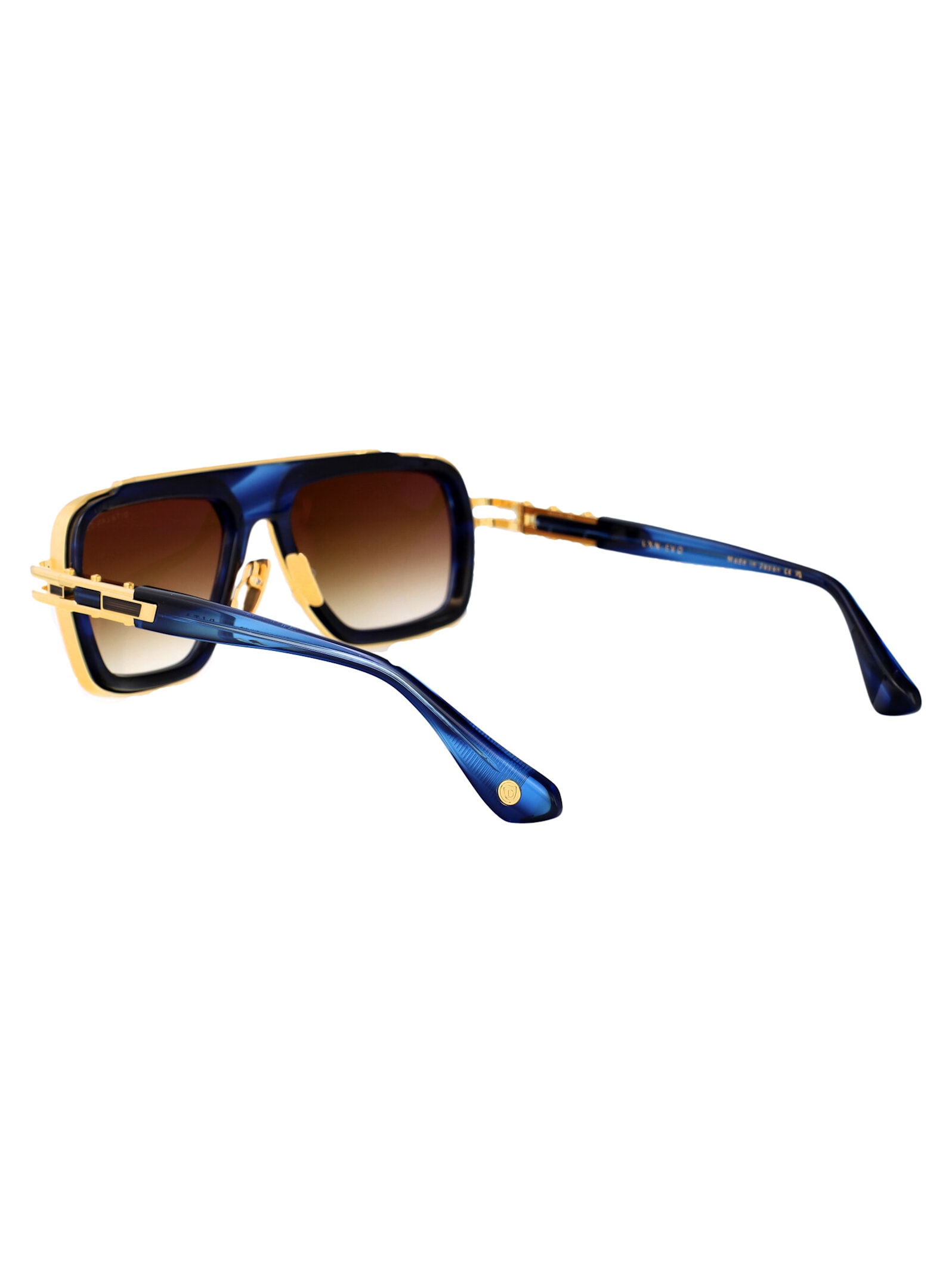 Dita Lxn-evo Sunglasses In Blue Swirl - Yellow Gold W Dark Brown To Clear Gradient