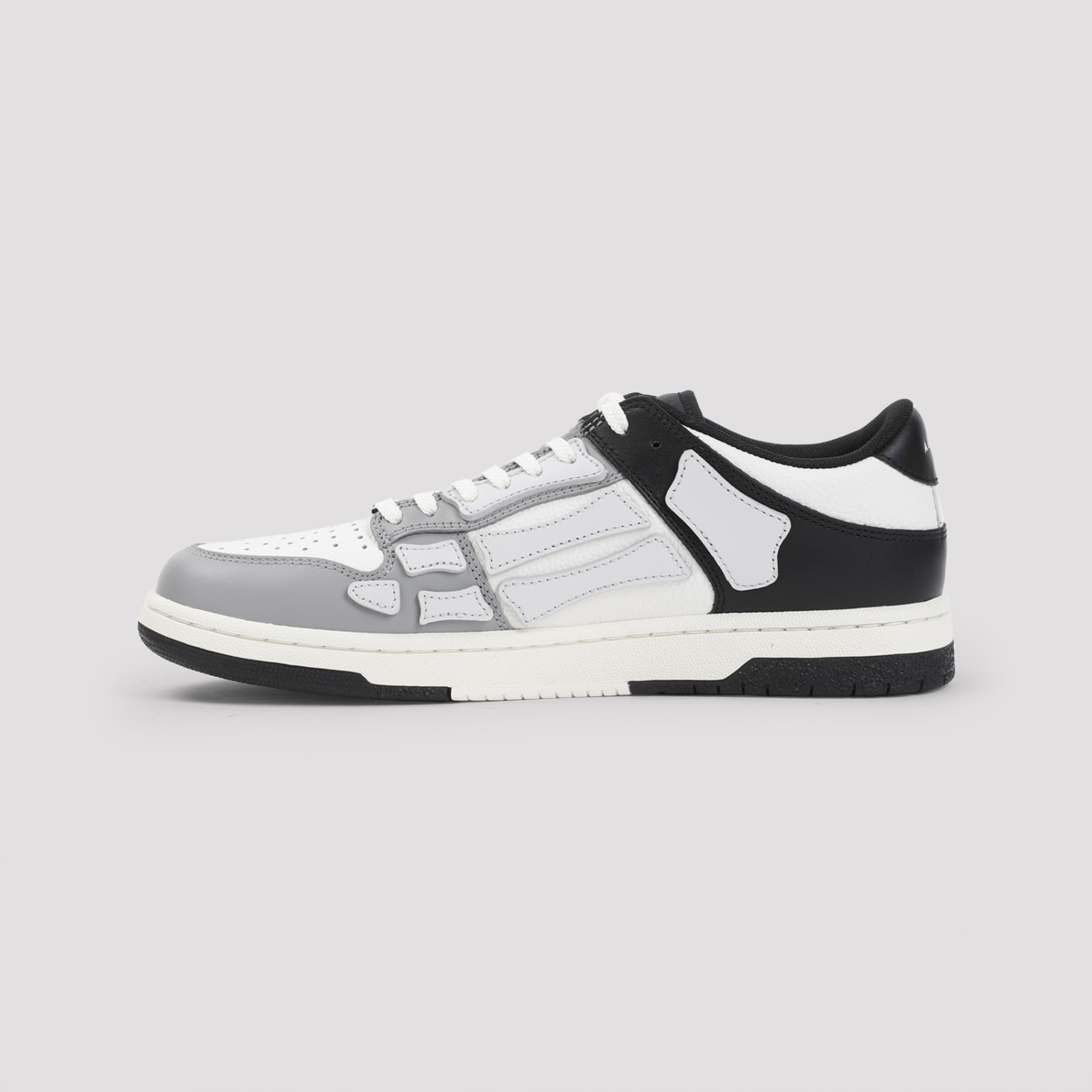 Shop Amiri Two-tone Skel Top Low Sneakers In Black White Grey