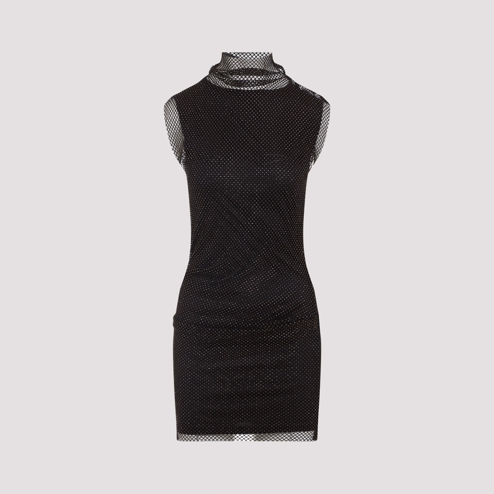 Sportmax Fitted Mini Dress With Textured Mesh Overlay In Black