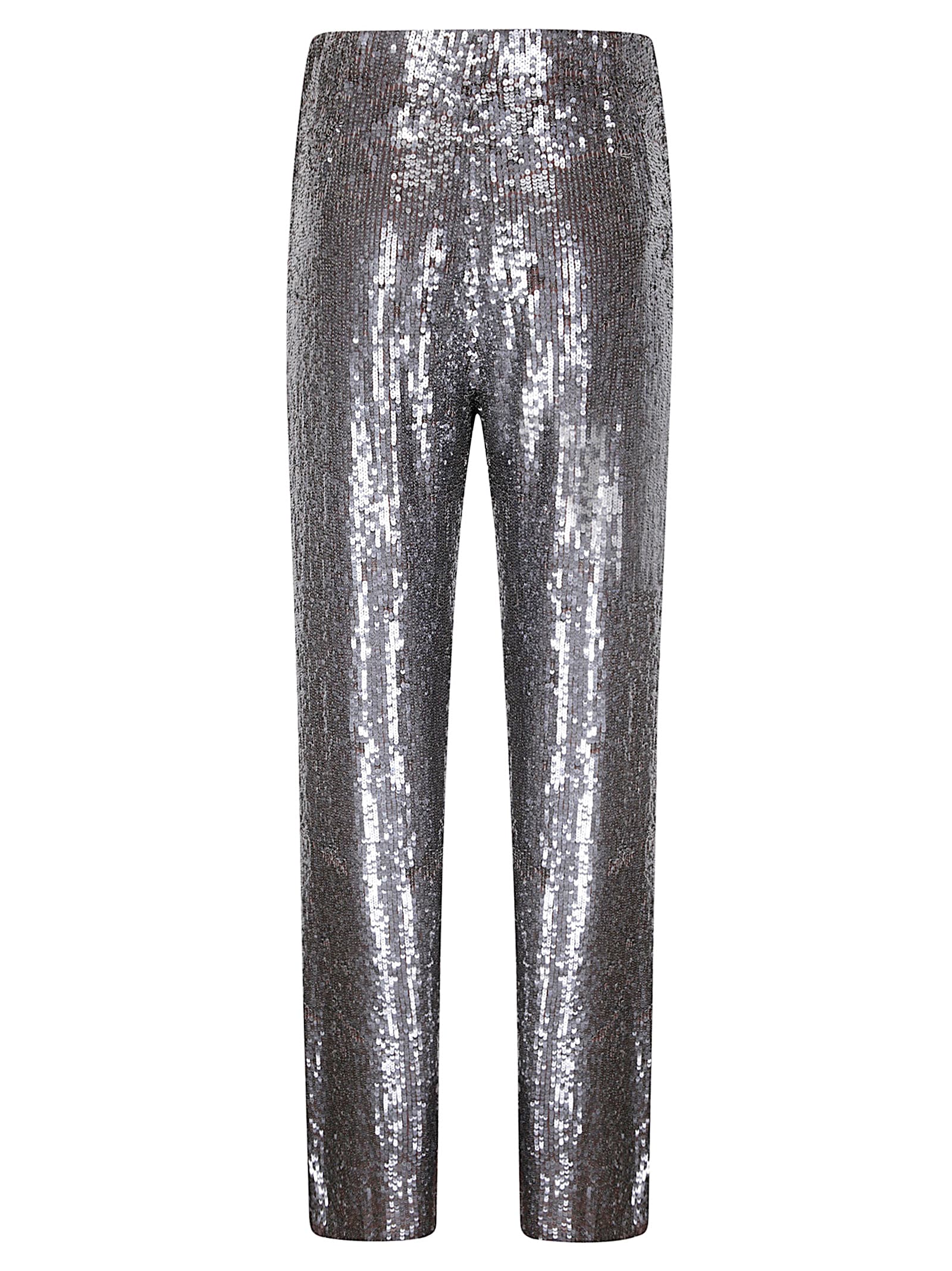 P.a.r.o.s.h Sequined Trousers With Elasticated Waist In Silver